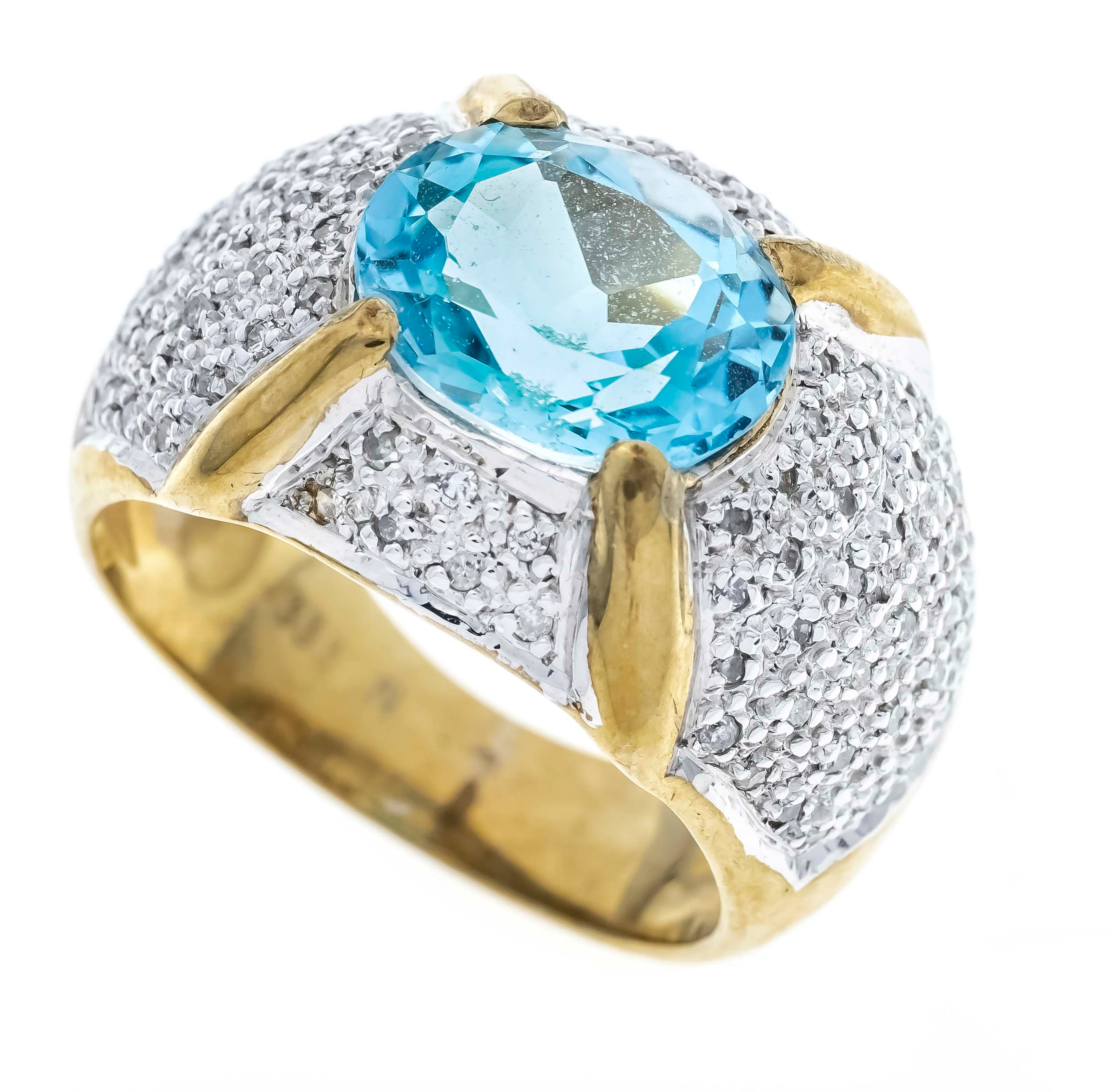 Blautopas-Diamant Ring GG 333/000