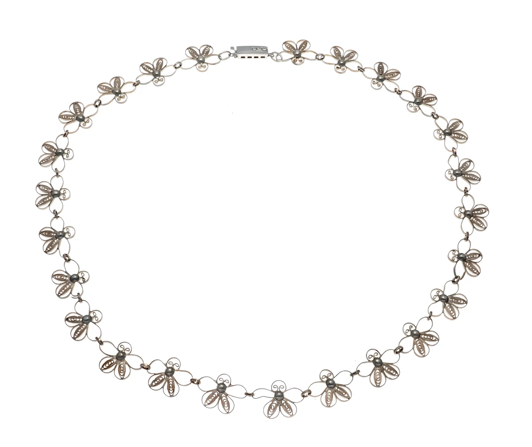 Glieder-Collier Silber, florale