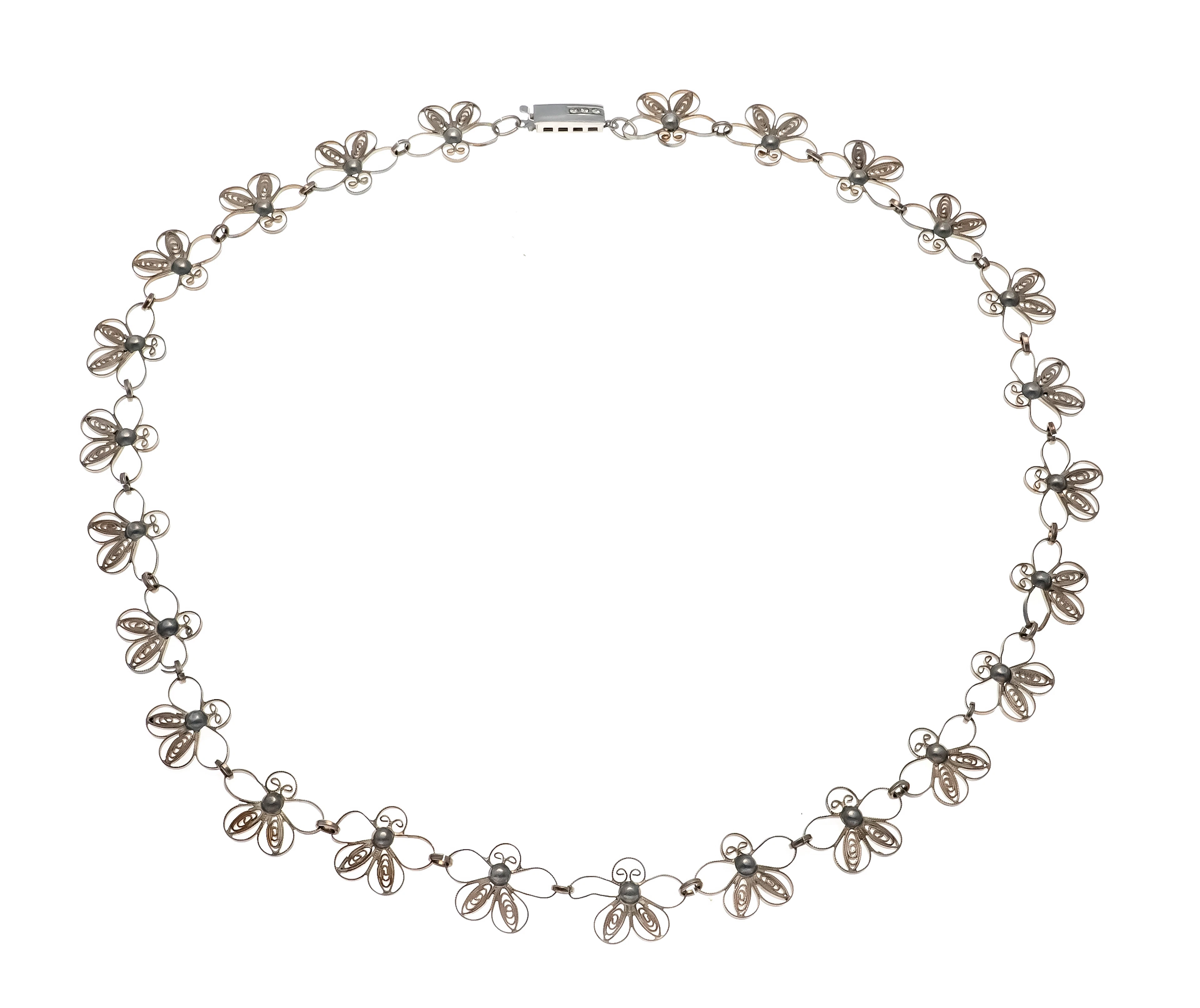 Glieder-Collier Silber, florale