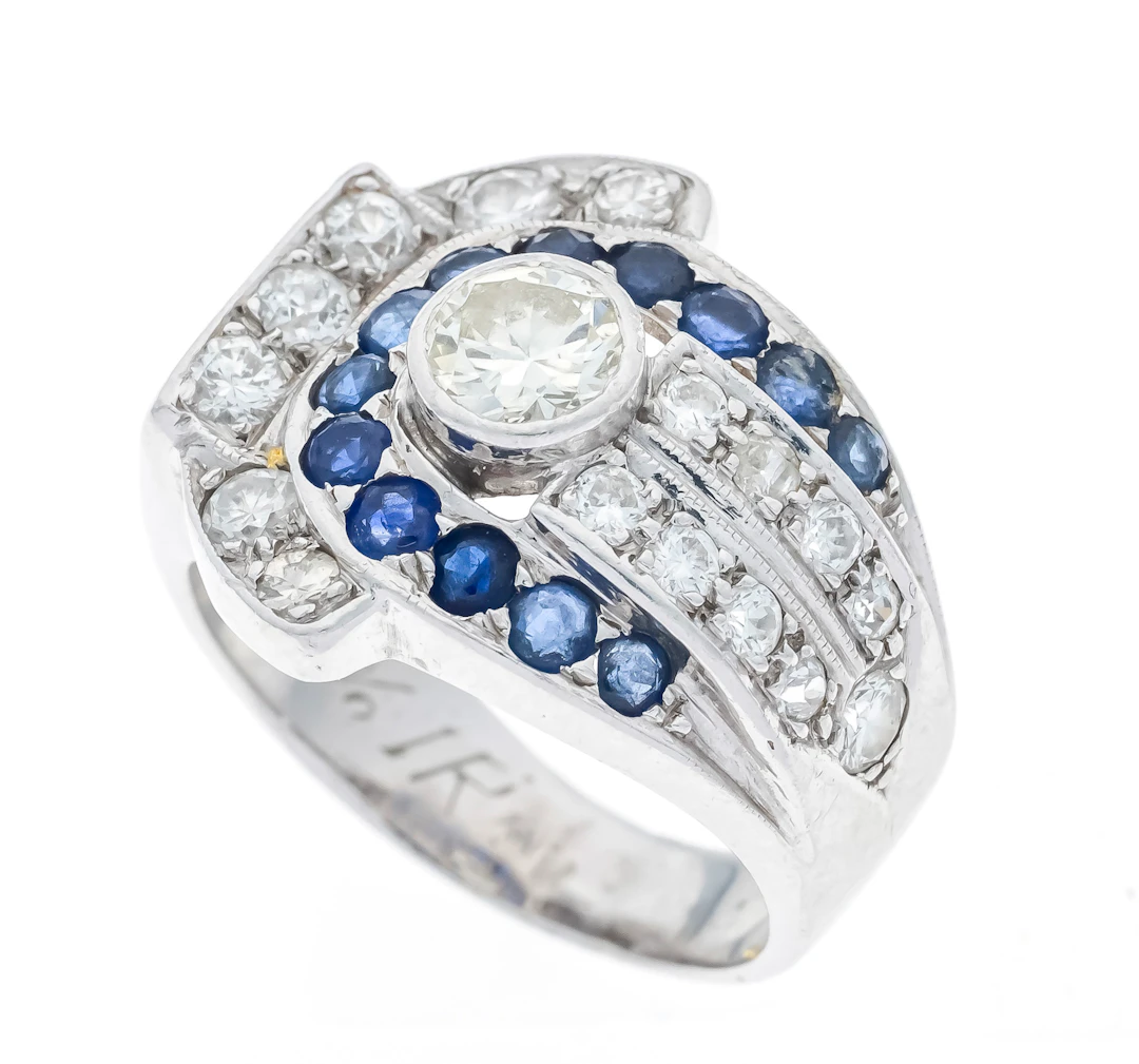 Saphir-Brillant-Ring Platin 950/0