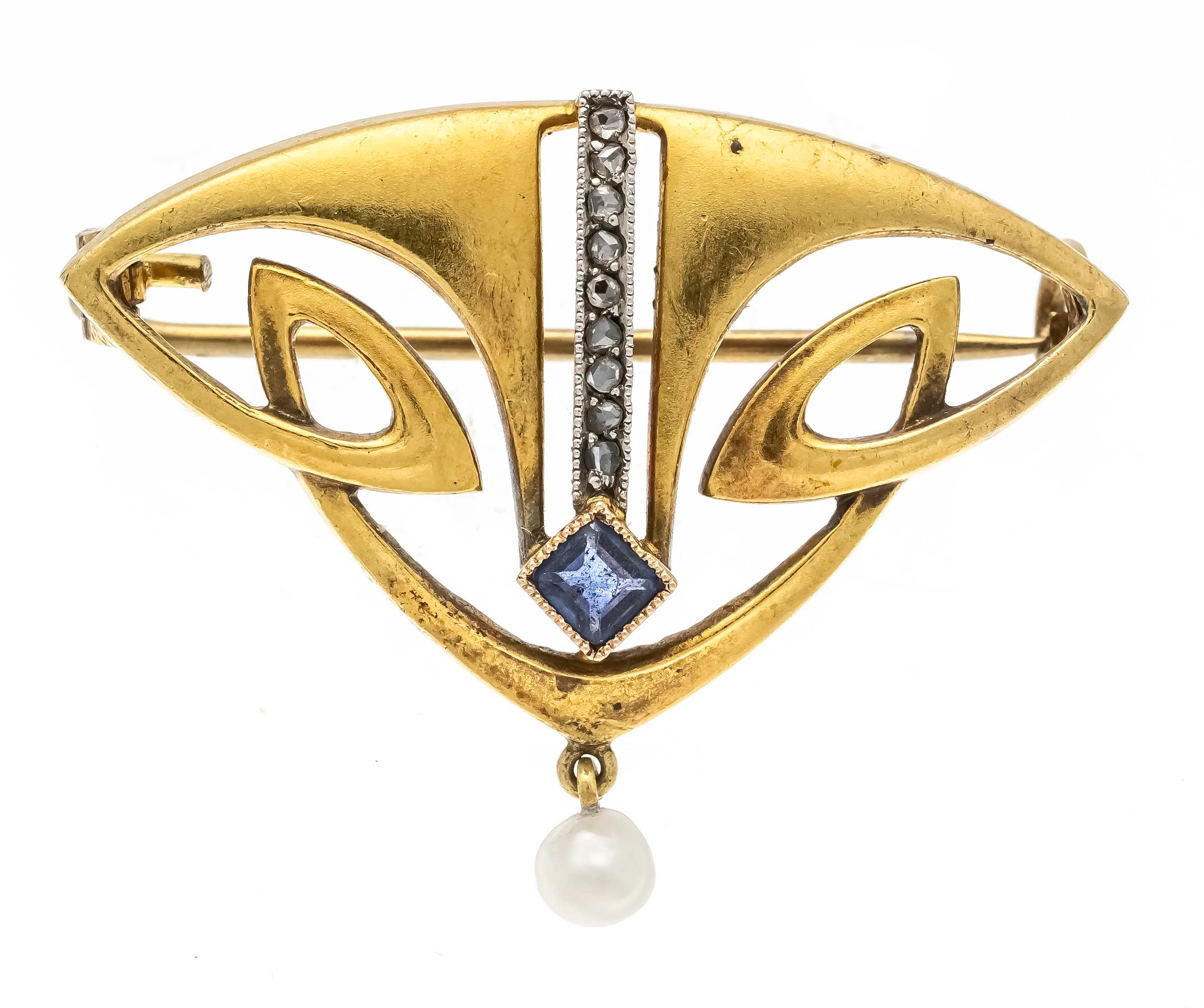 Jugendstil Saphir-Diamant-Brosche