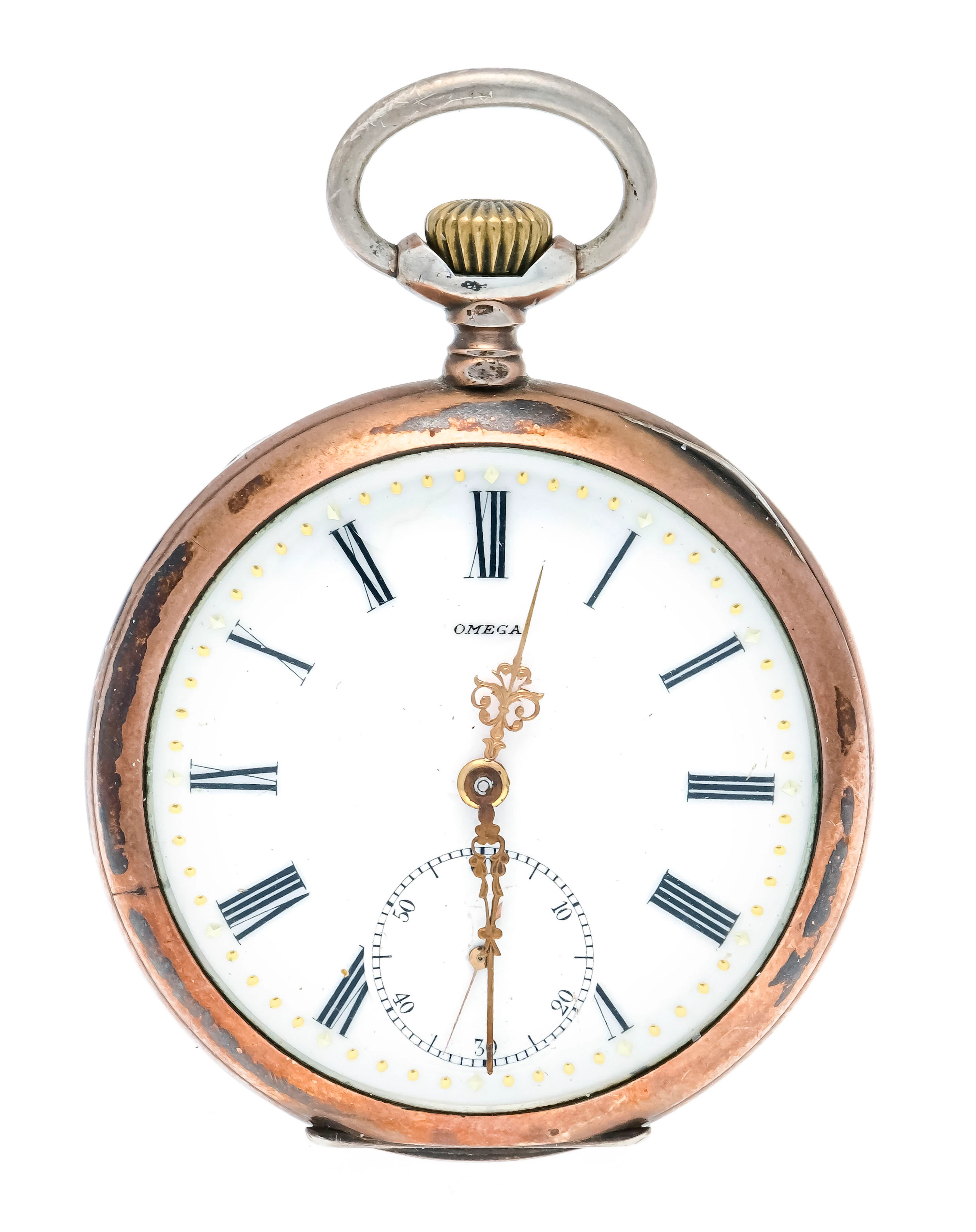 Omega offene Herrentaschenuhr, 80