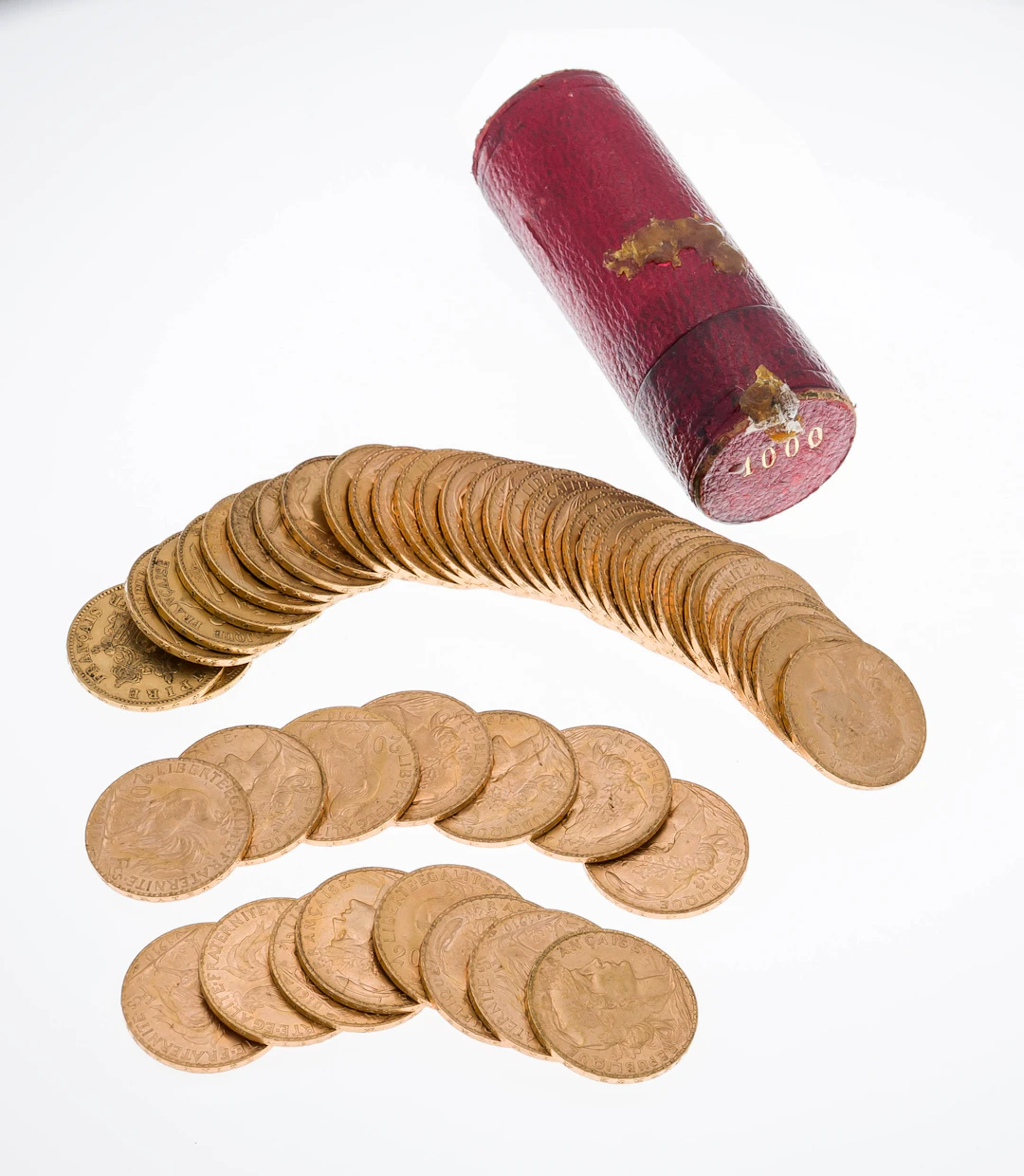 Rolle mit 50 franz. Goldmünzen, j