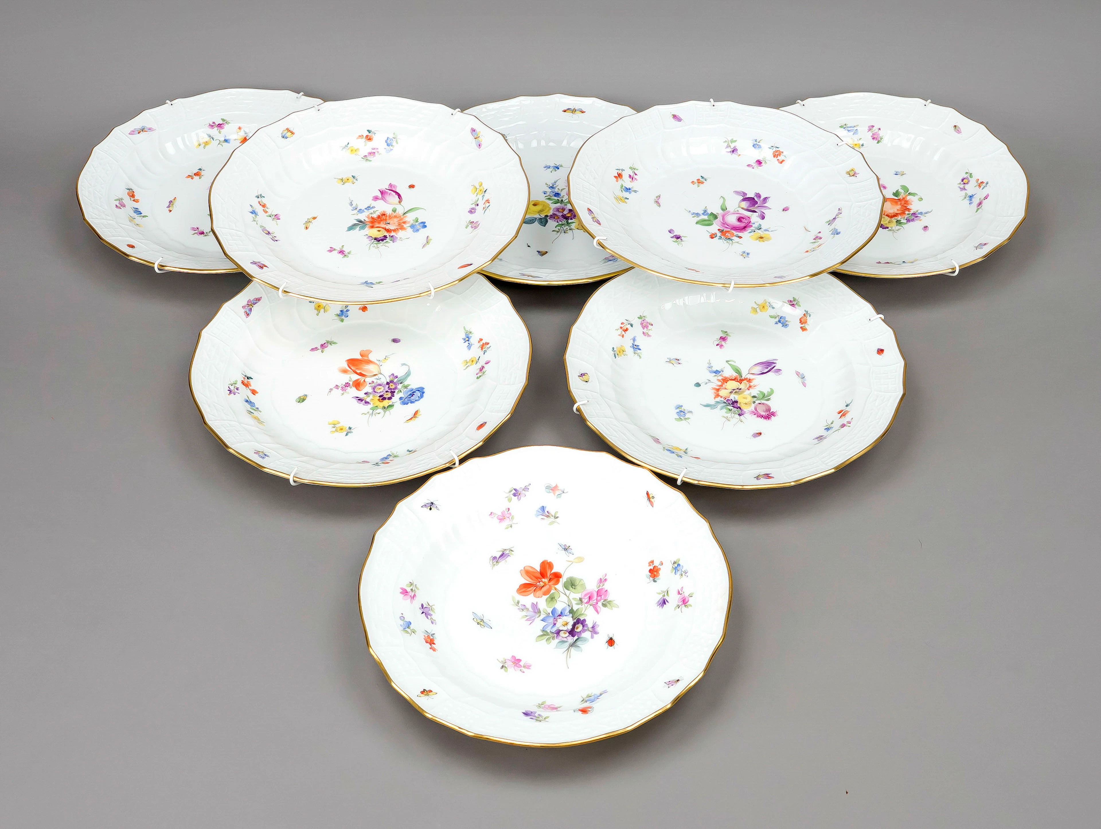Satz 8 flache Teller, Meissen, Ma