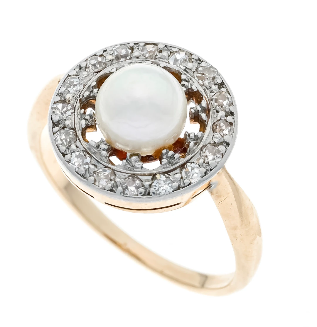 Akoyaperlen-Diamant-Ring GG/WG 58