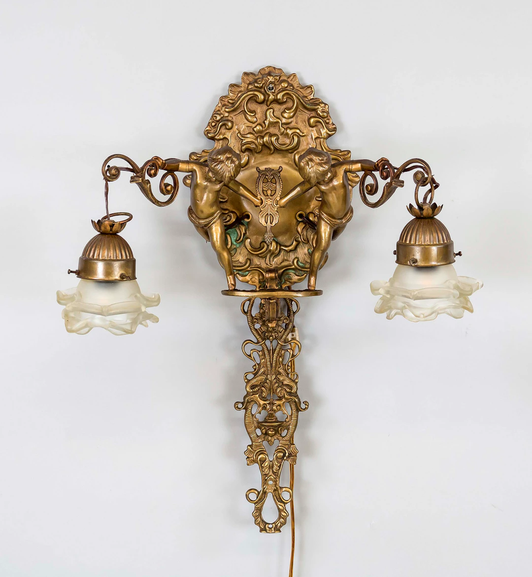 Wandlampe, 19./20. Jh., bronziert