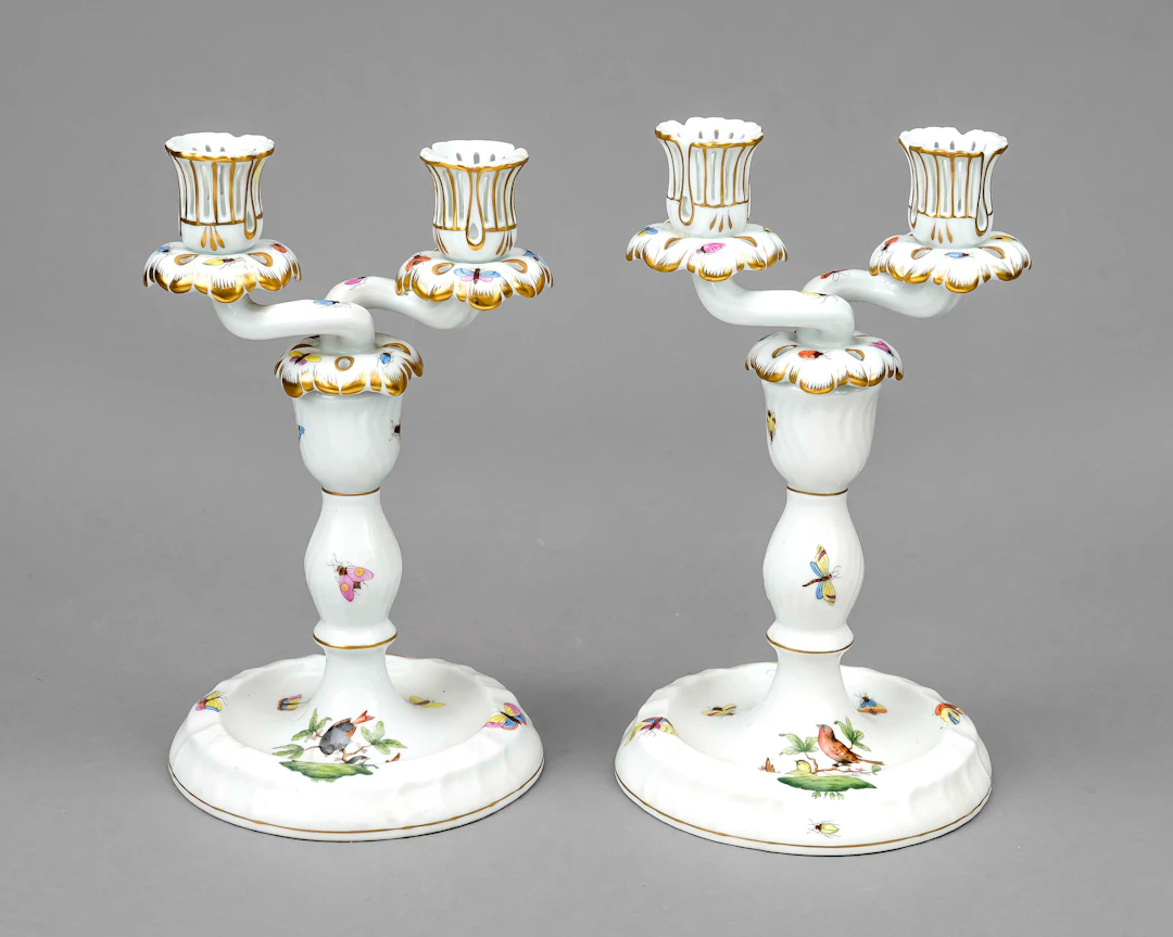 Paar Leuchter, 2-flg., Herend, 20