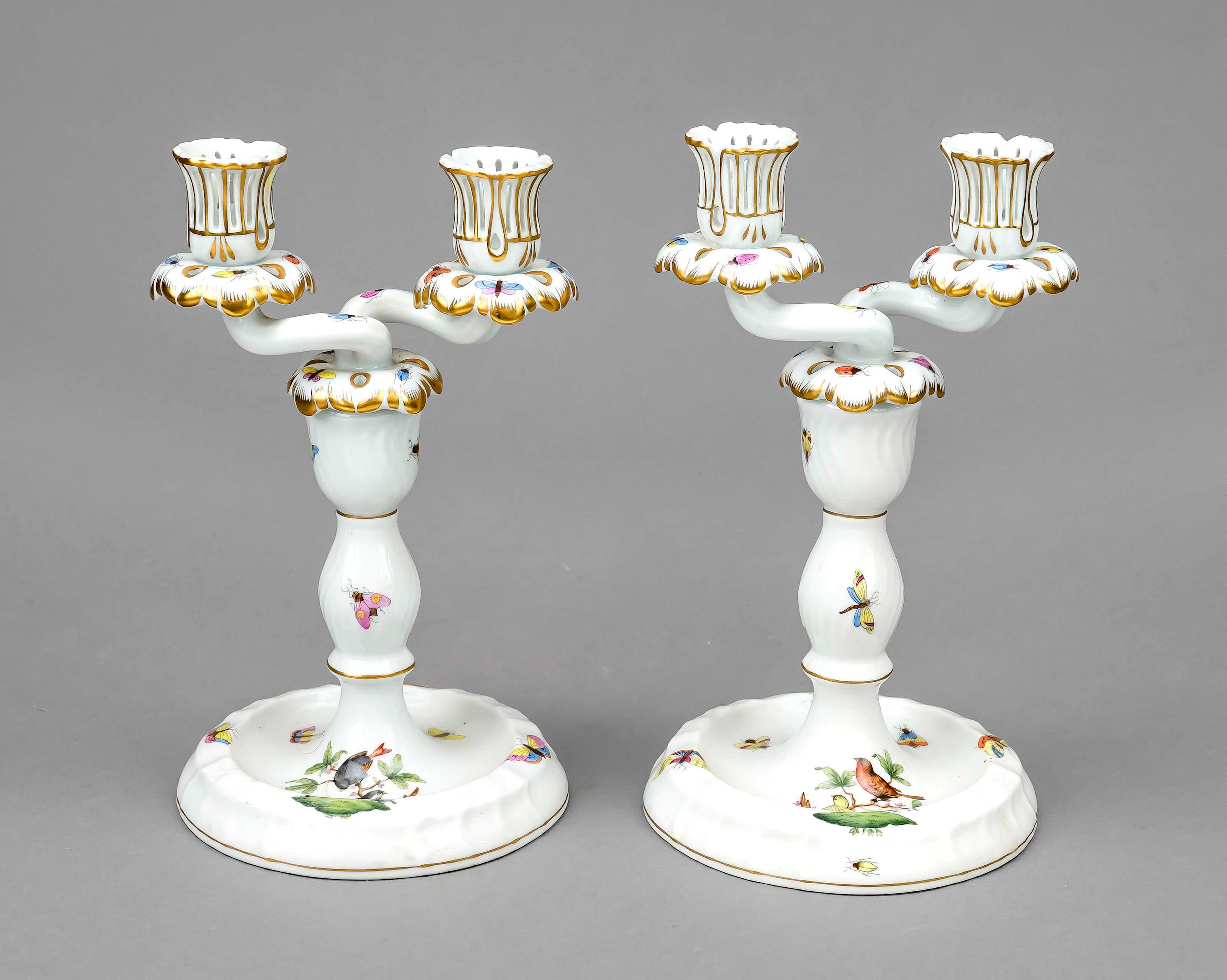 Paar Leuchter, 2-flg., Herend, 20