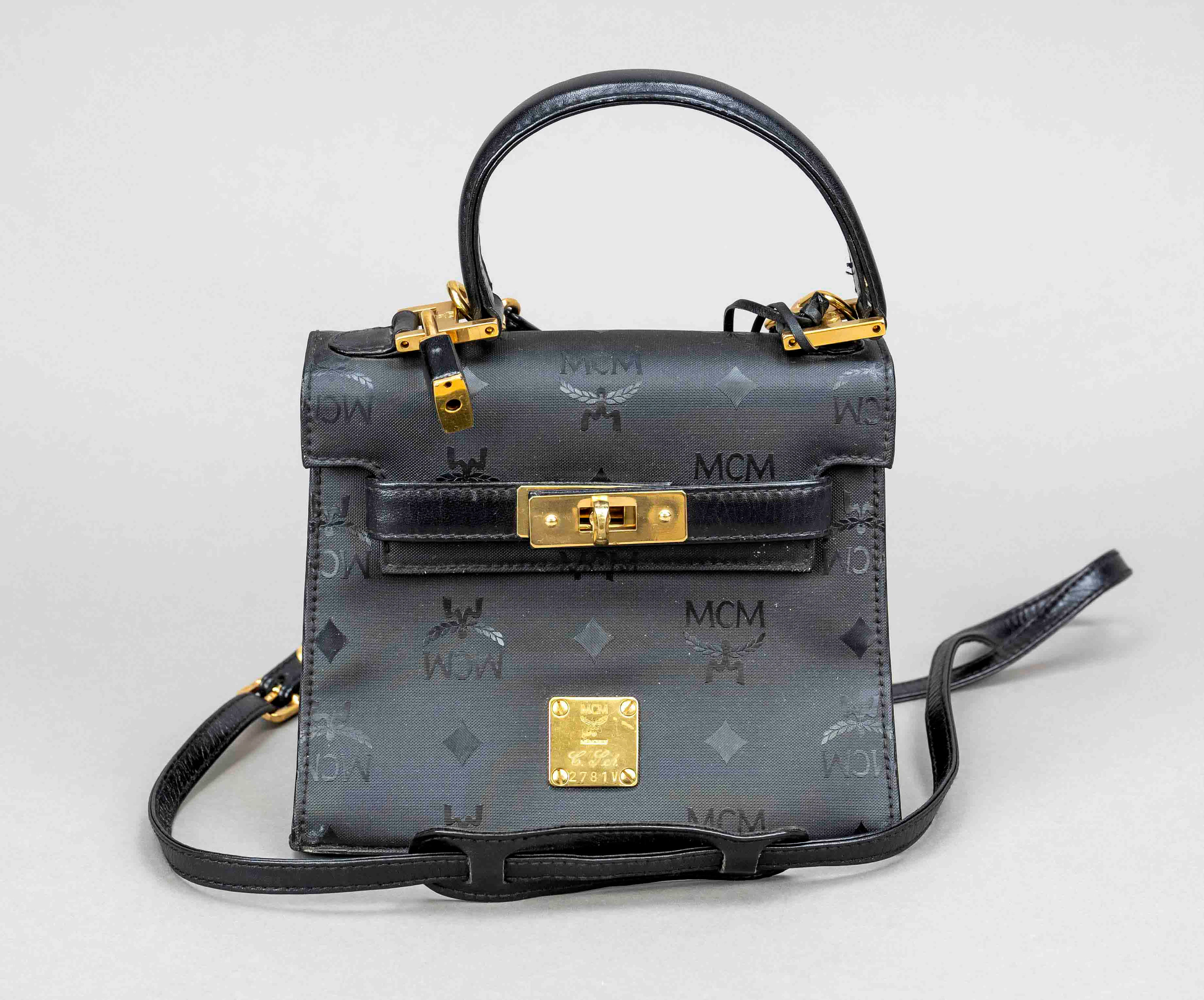 MCM, Black Monogram Visetos Mini K