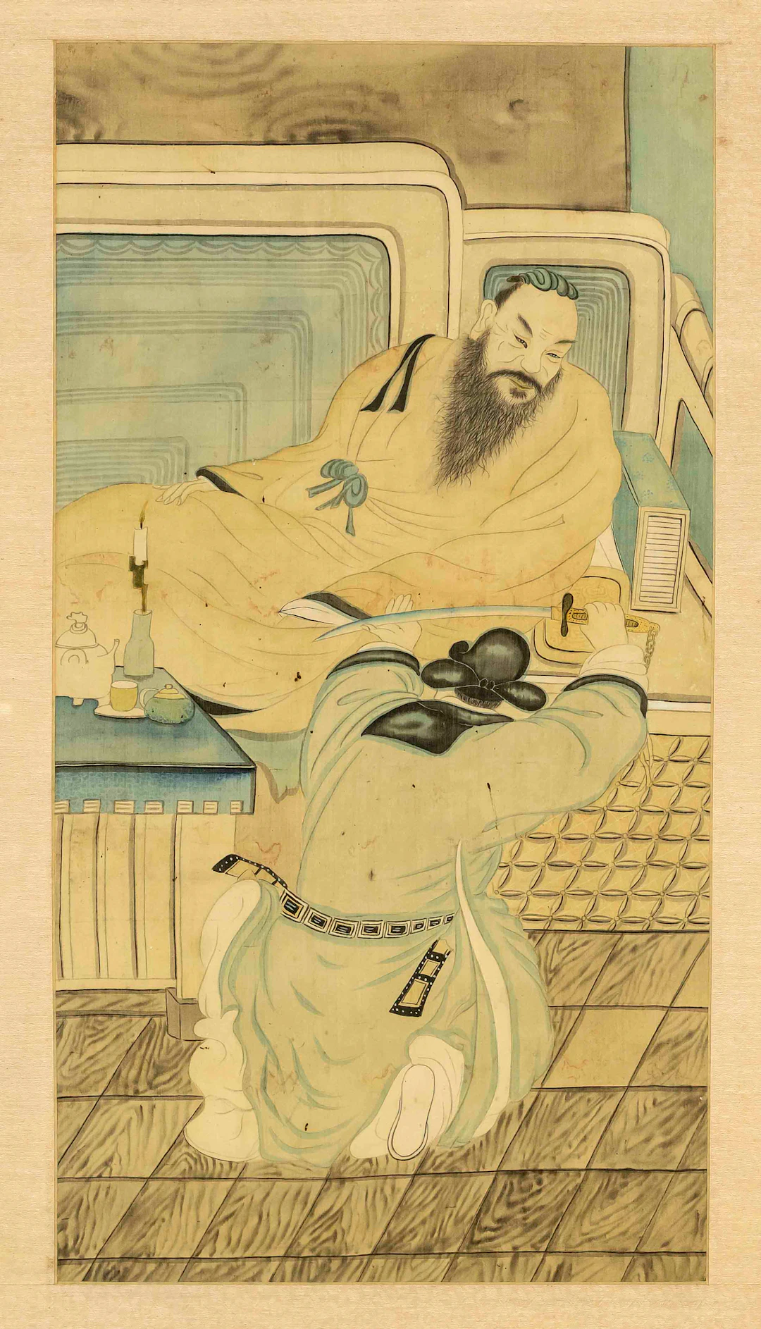 Seidenmalerei, China, 19. Jh. (Qi