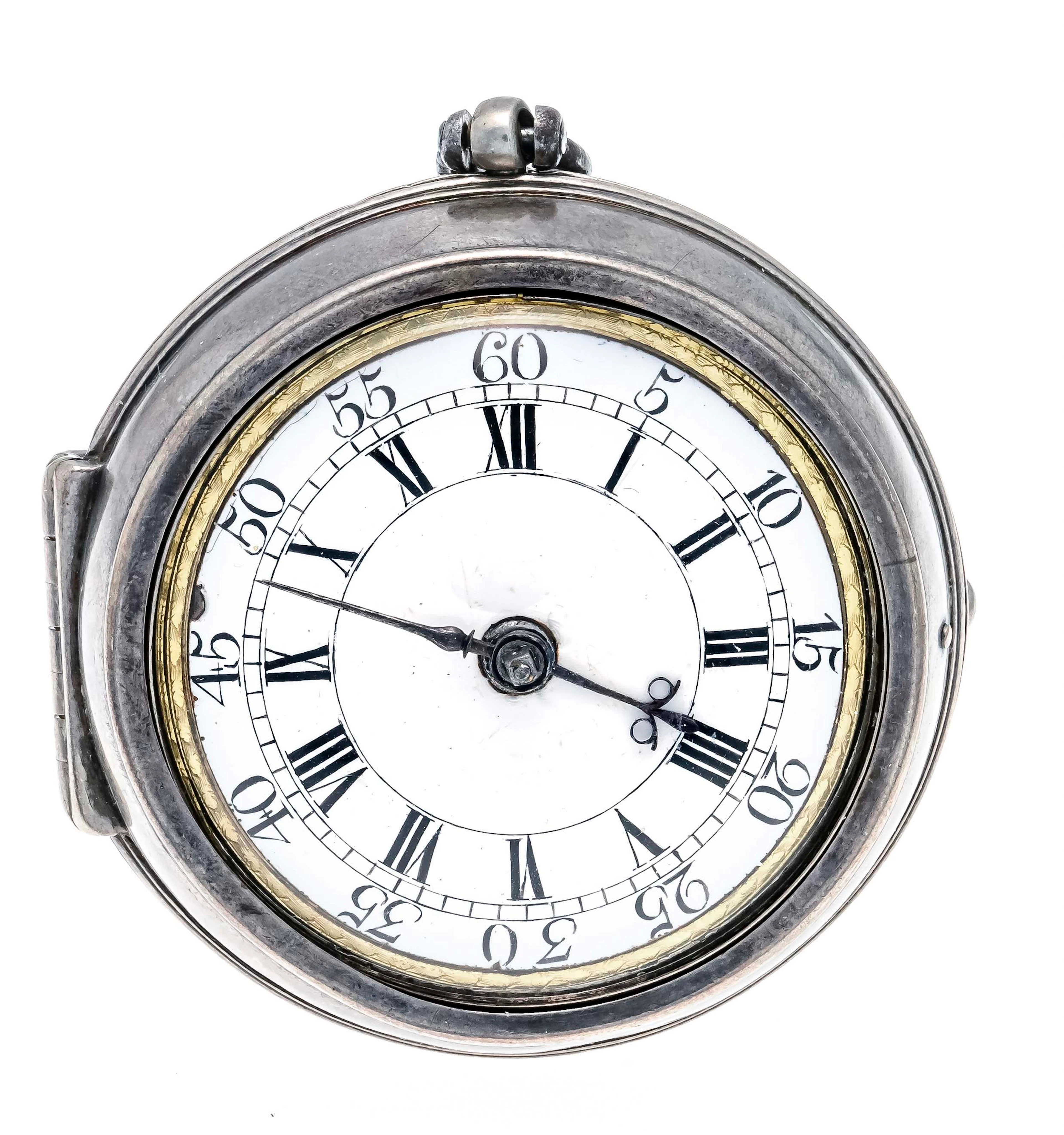 Spindeltaschenuhr, Silber, bez.
