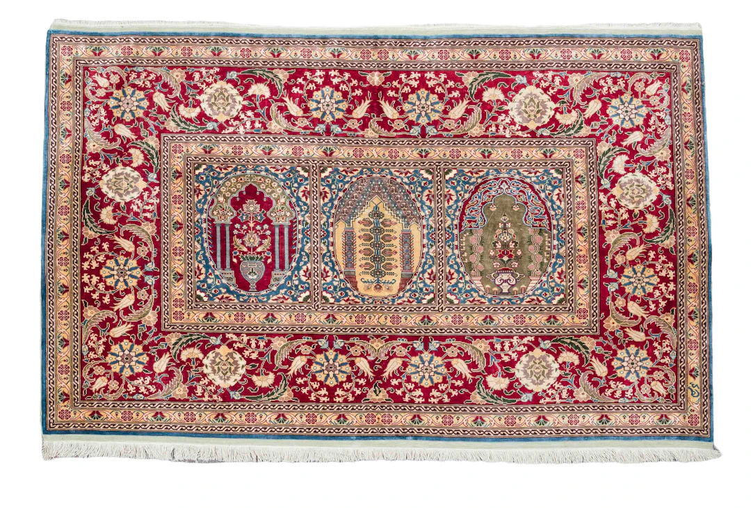 Teppich, Seide mit Metallfäden, 2