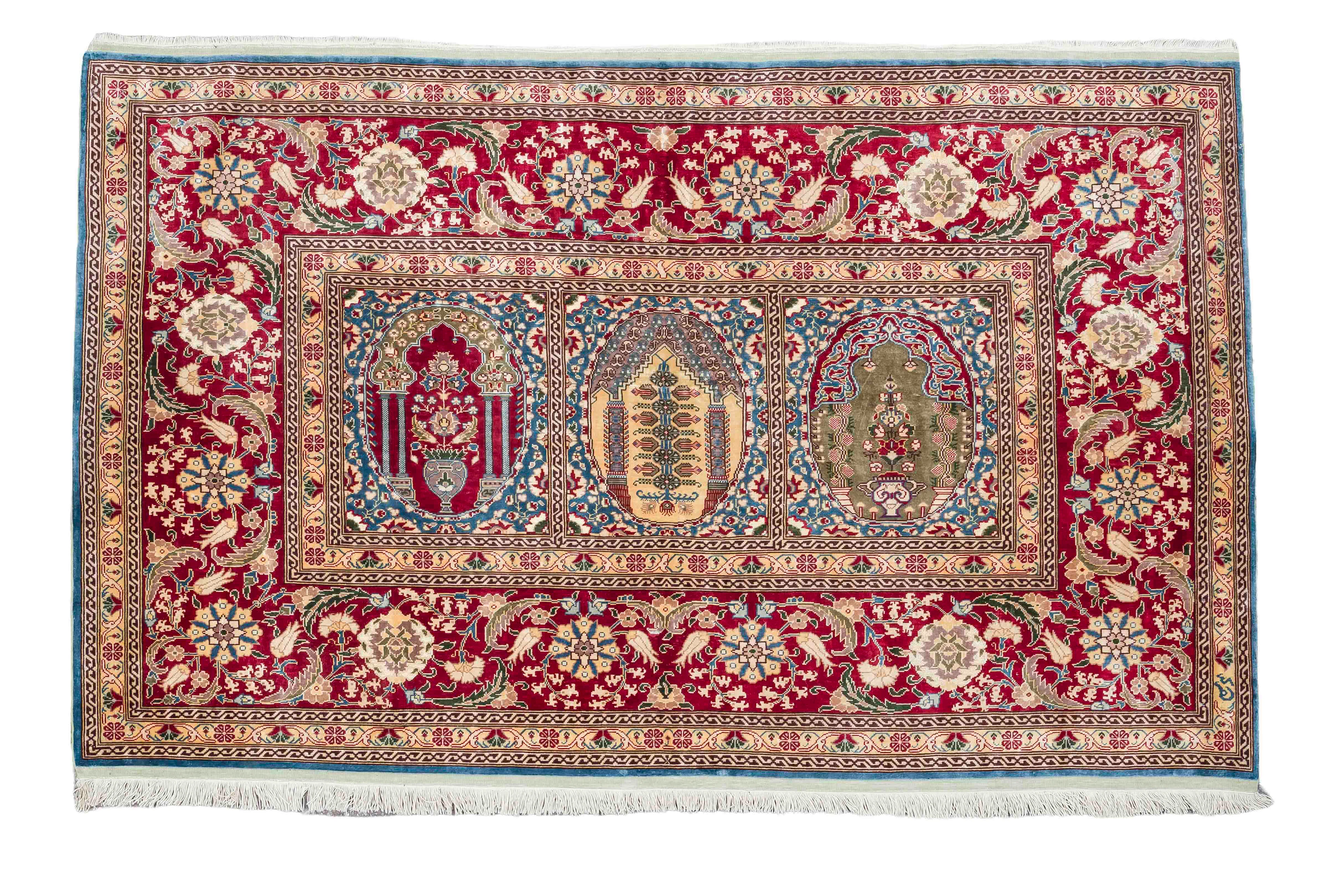 Teppich, Seide mit Metallfäden, 2