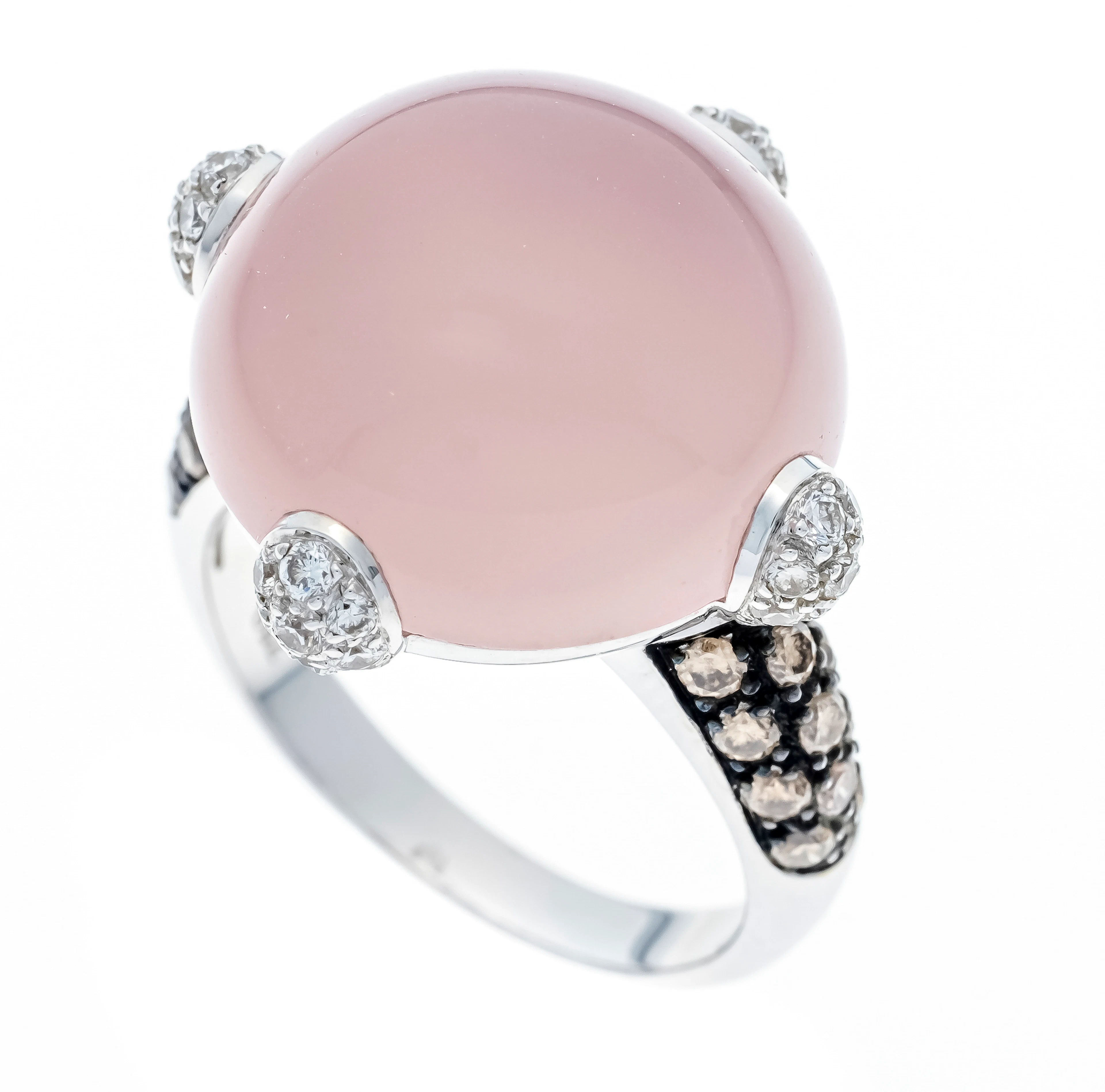 Rosenquarz-Brillant-Ring WG 750/0