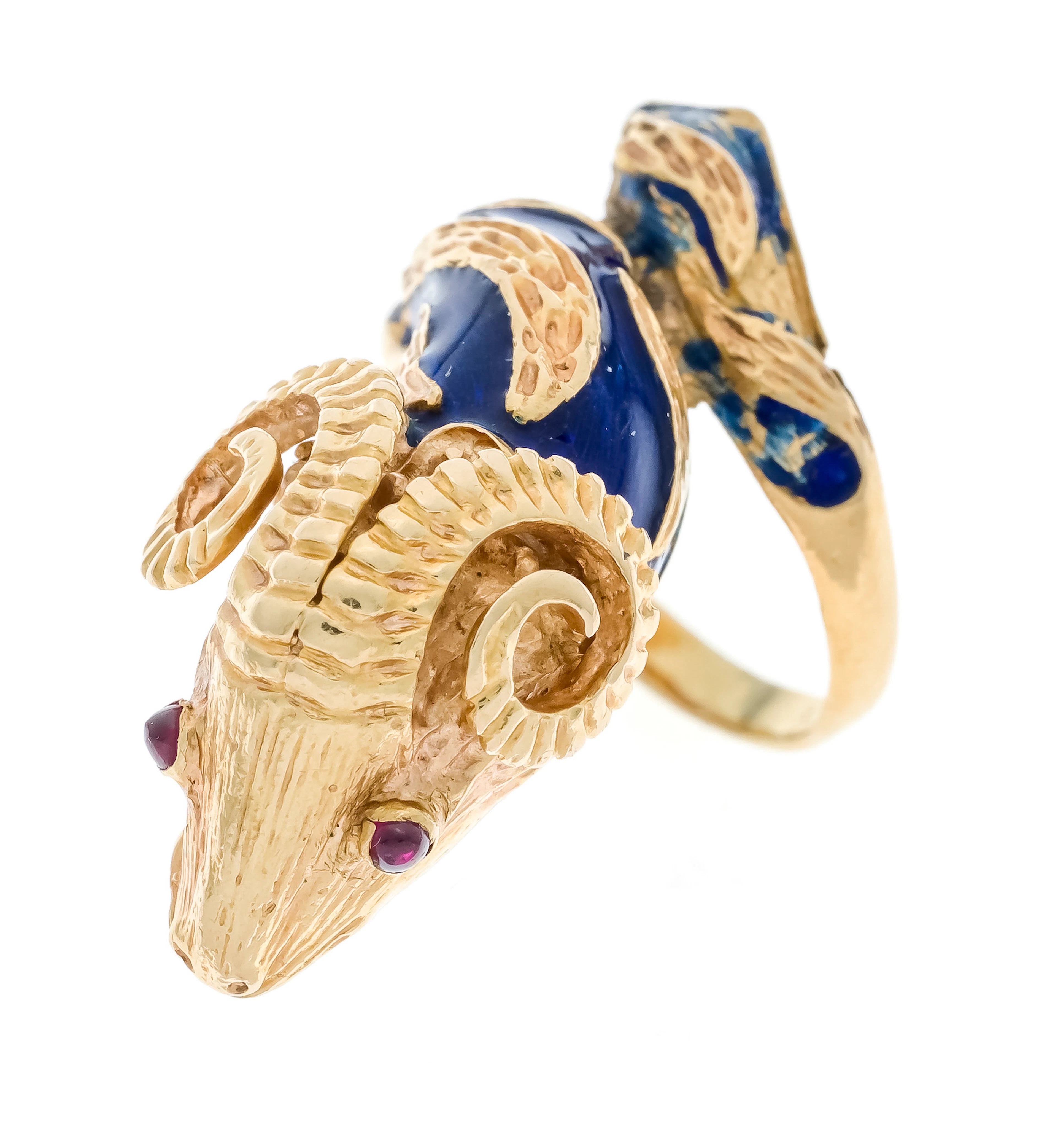 Figürlicher Emaille-Ring GG 750/0