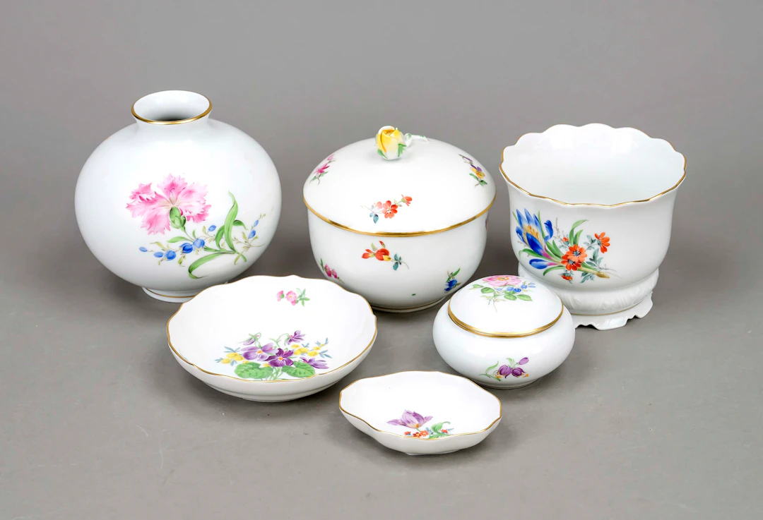 Konvolut von 6 Teilen, Meissen, M