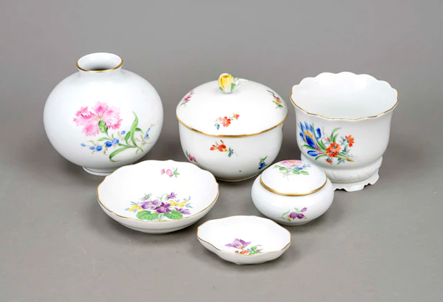 Konvolut von 6 Teilen, Meissen, M
