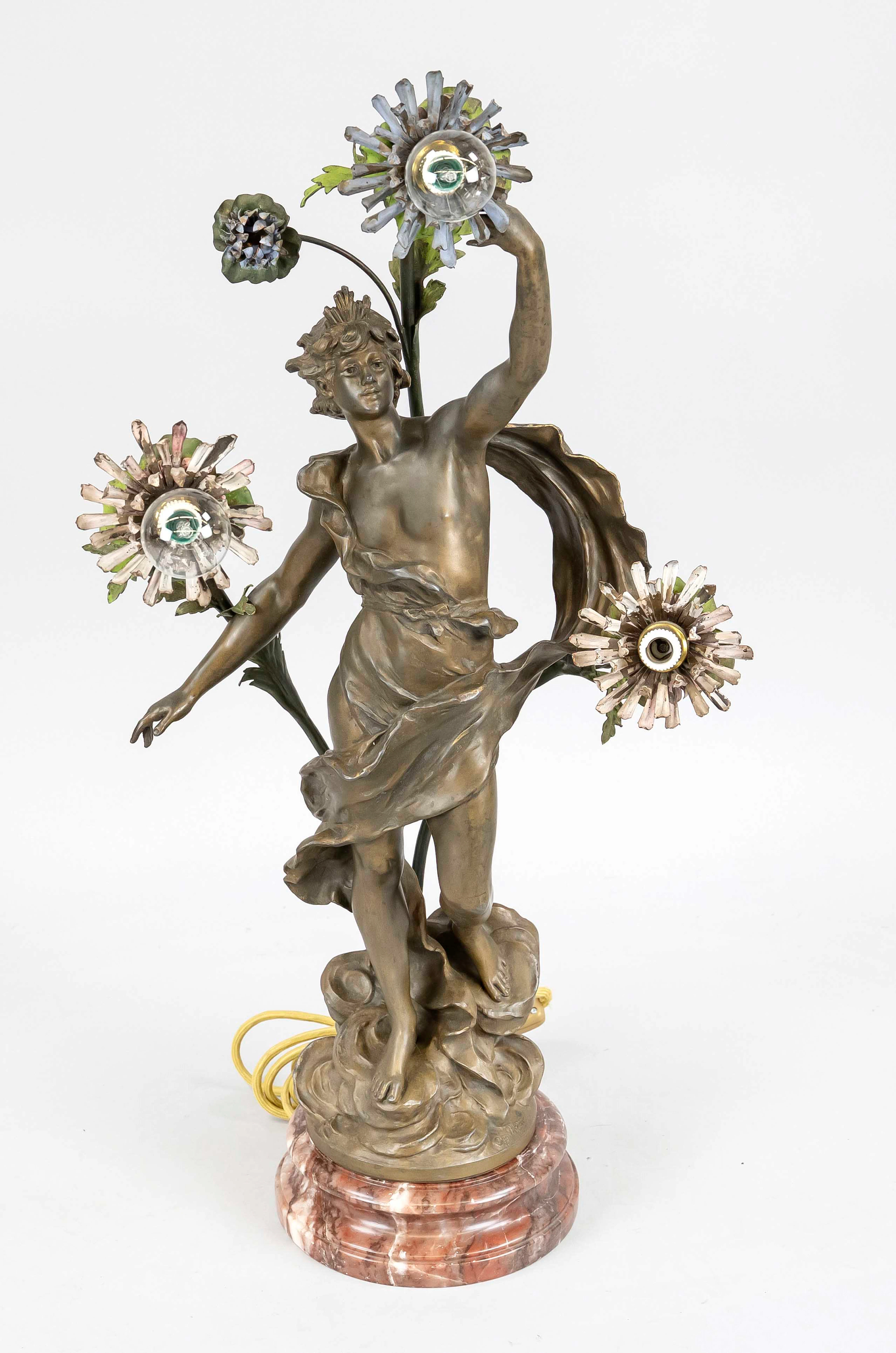 Figürliche Jugendstil-Lampe, Anf. 20