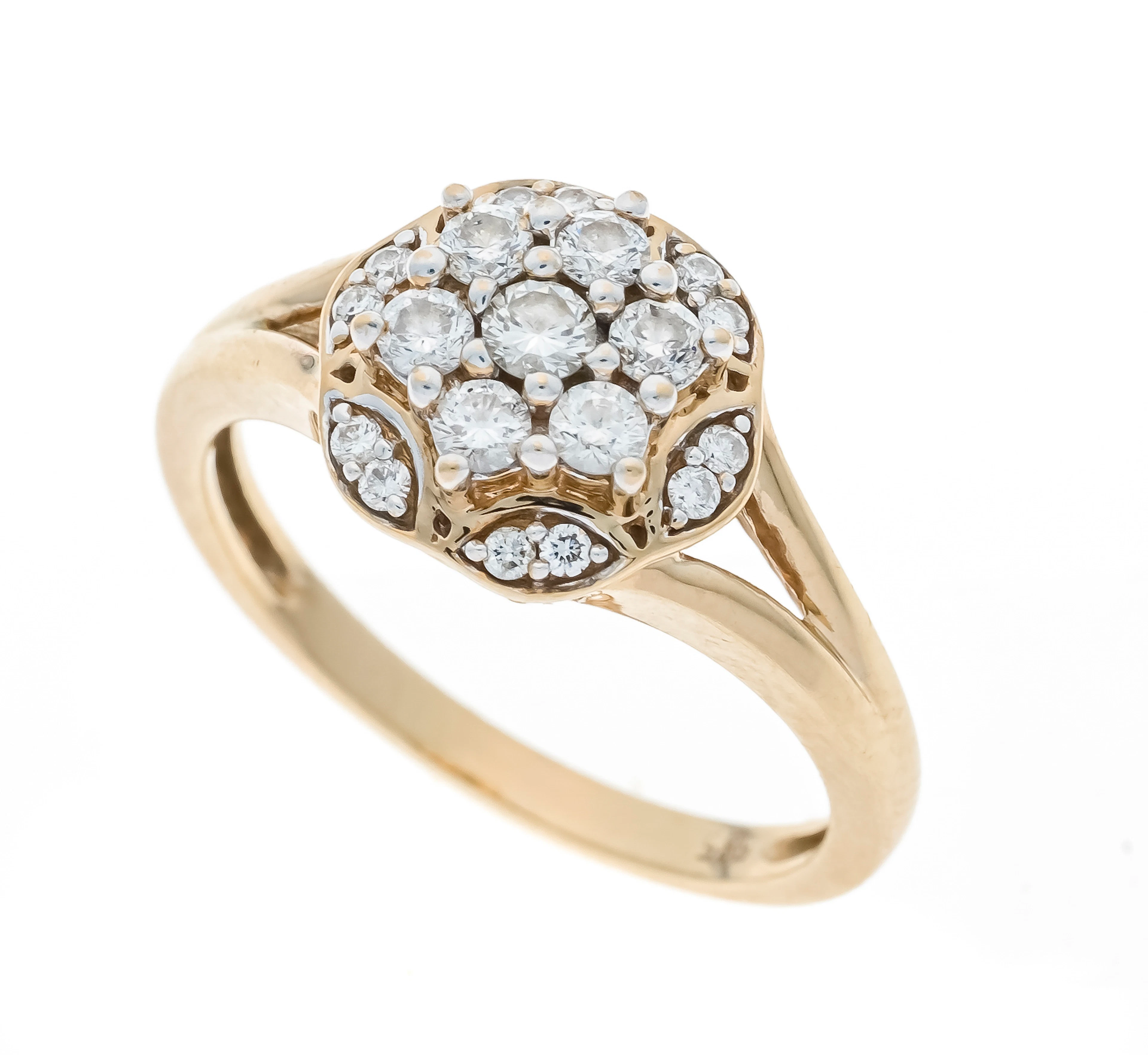 Brillant-Ring GG 585/000 mit 19 B
