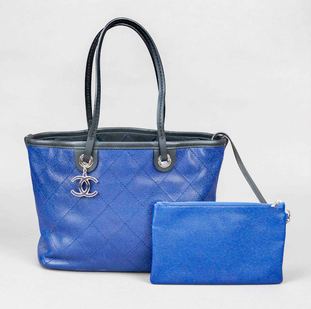 Chanel, Blue Quilted Caviar Leath