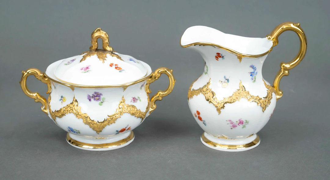 Milchkanne + Zuckerdose, Meissen