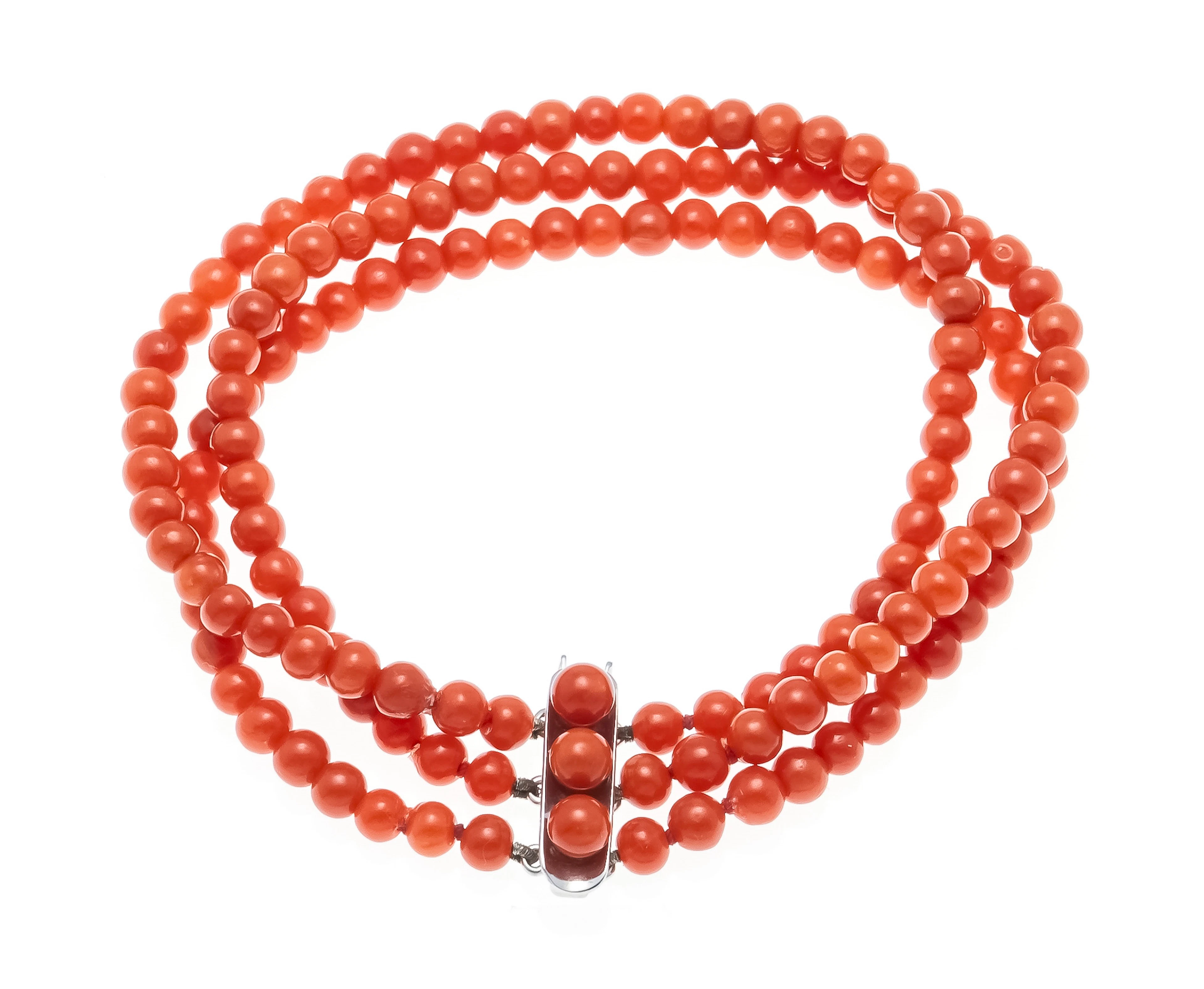 3-reihiges Korallen-Armband mit K