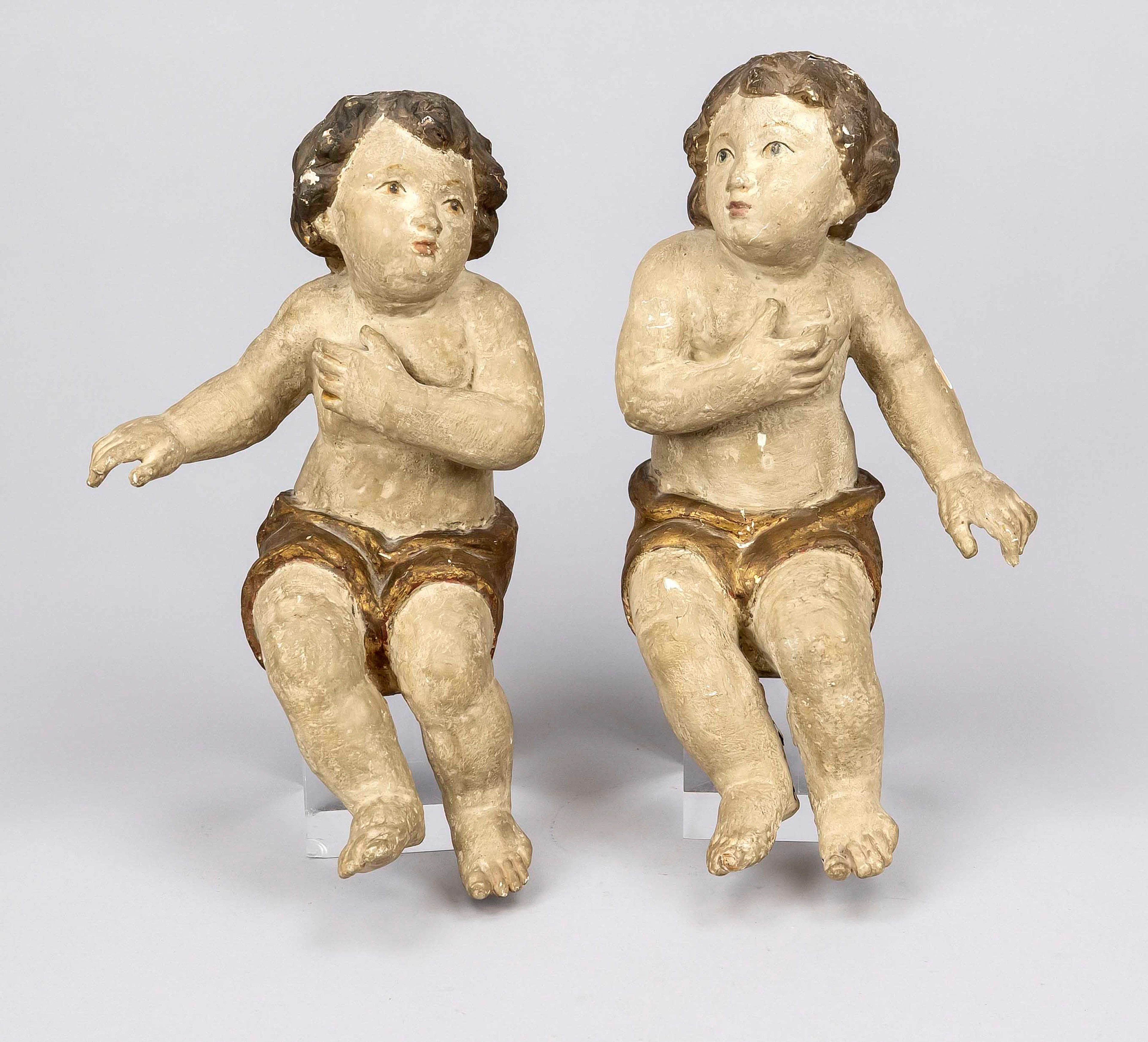 2 Barock Putti Schwebeengel, 18. Jh.