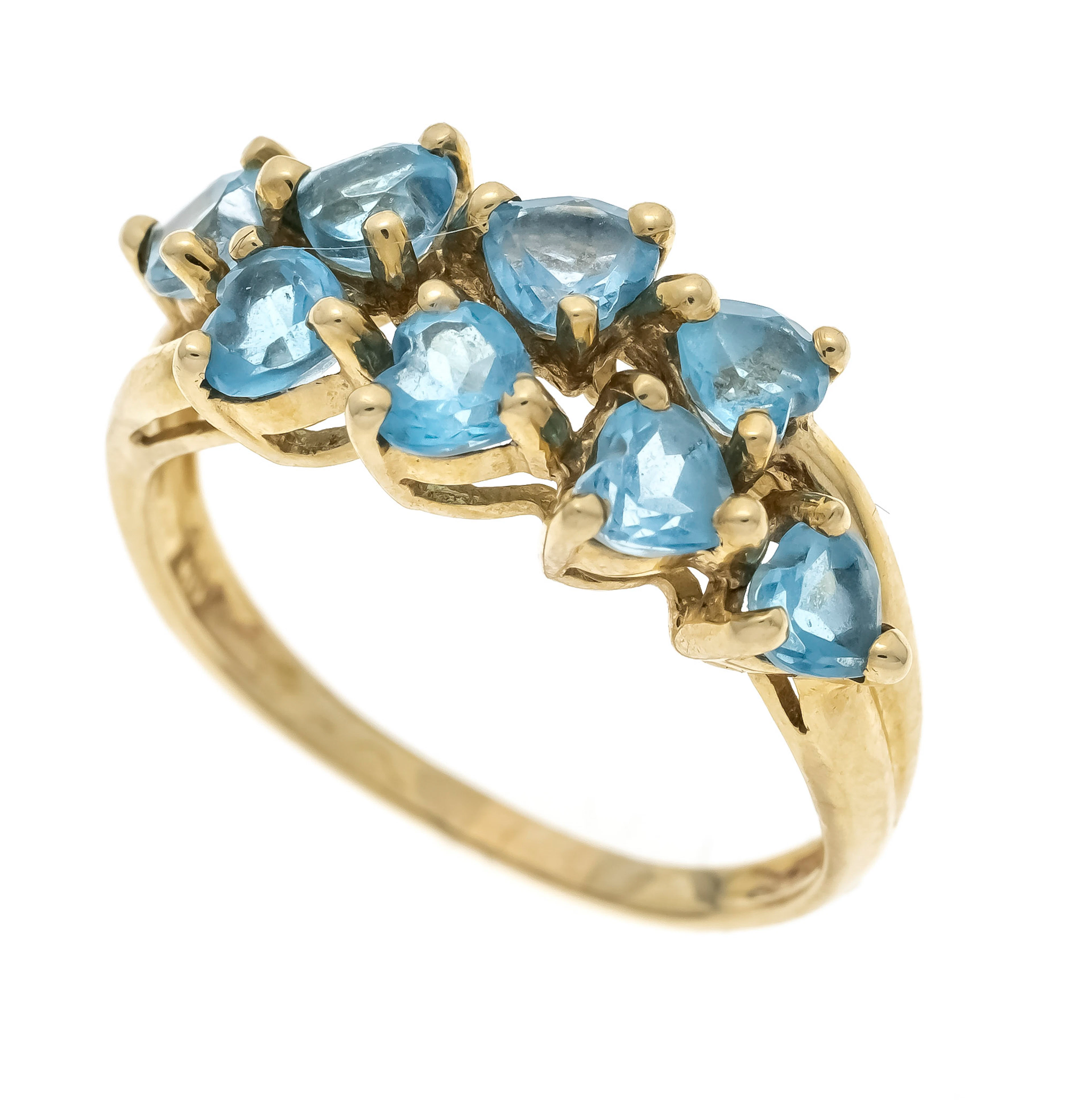 Blautopas Herz-Ring GG 375/000 mit