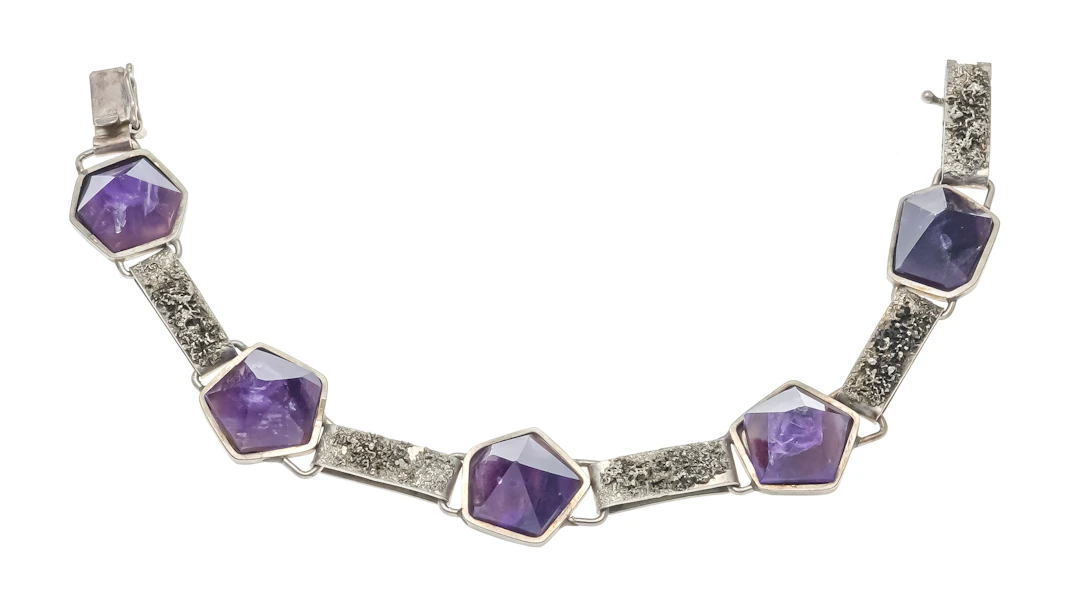 Amethyst-Armband um 1970 Silber 8