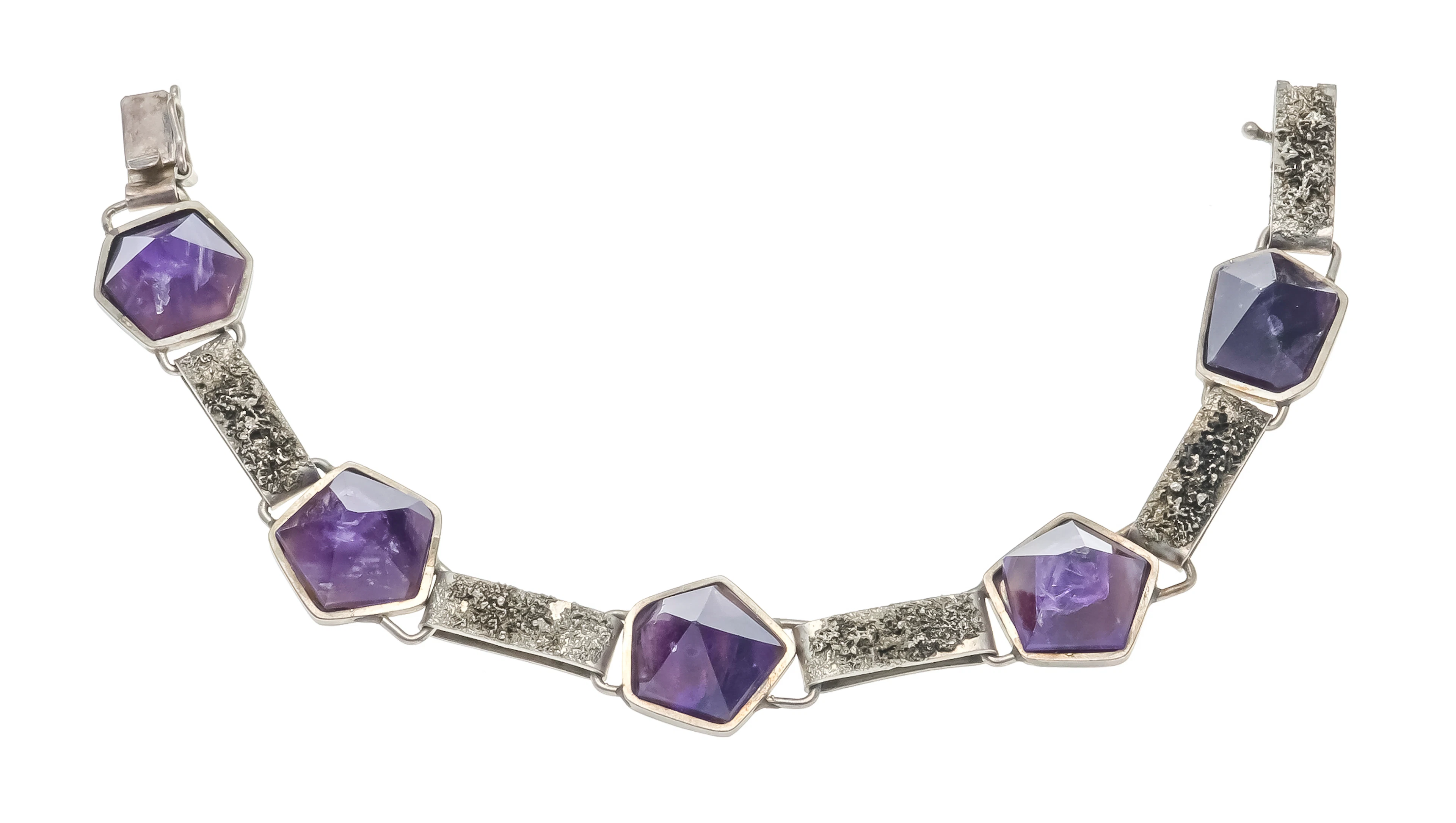 Amethyst-Armband um 1970 Silber 8