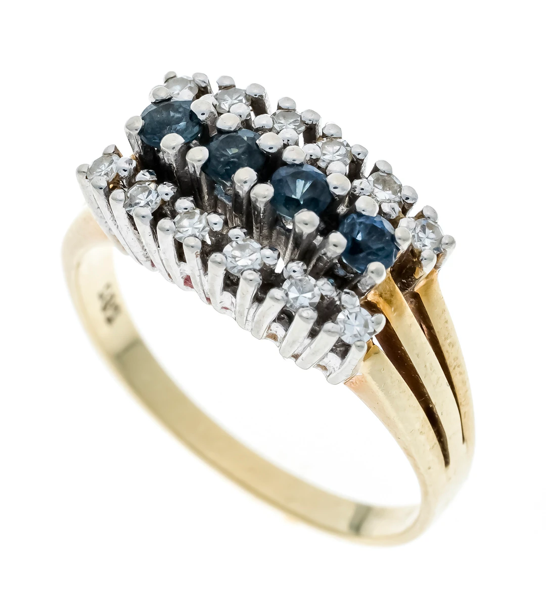 Saphir-Diamant-Ring um 1950 GG/WG