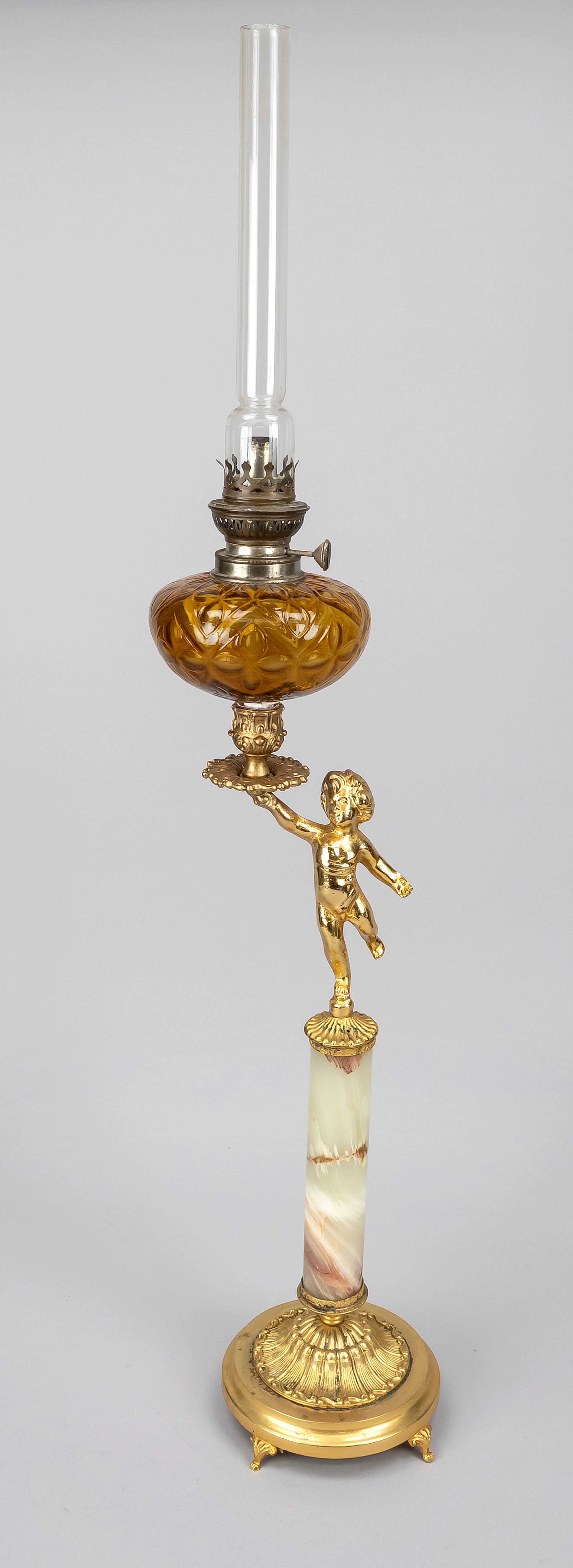 Petroleumlampe, 19./20. Jh., Bronze