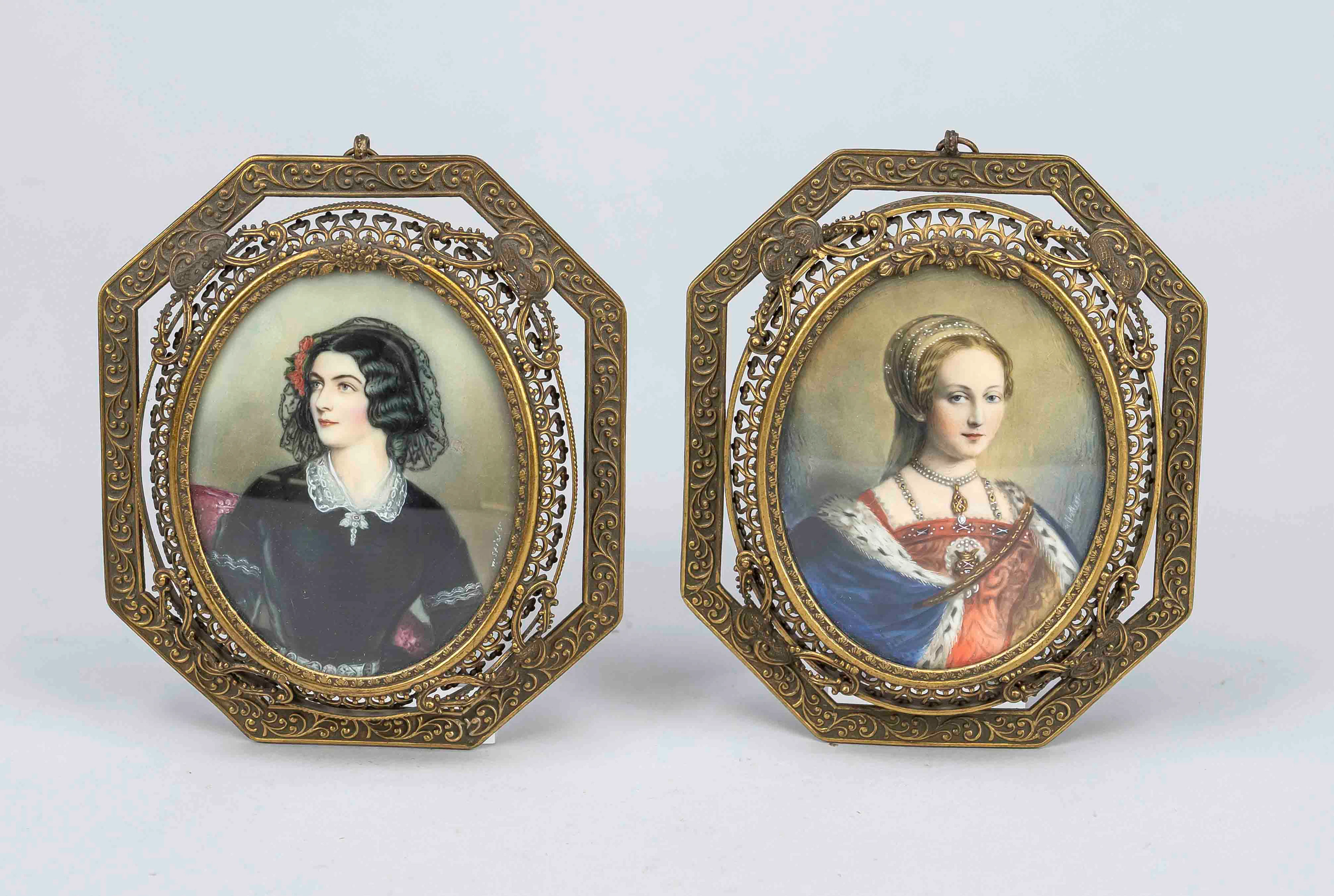 2 Miniaturen Damenportraits, 19.