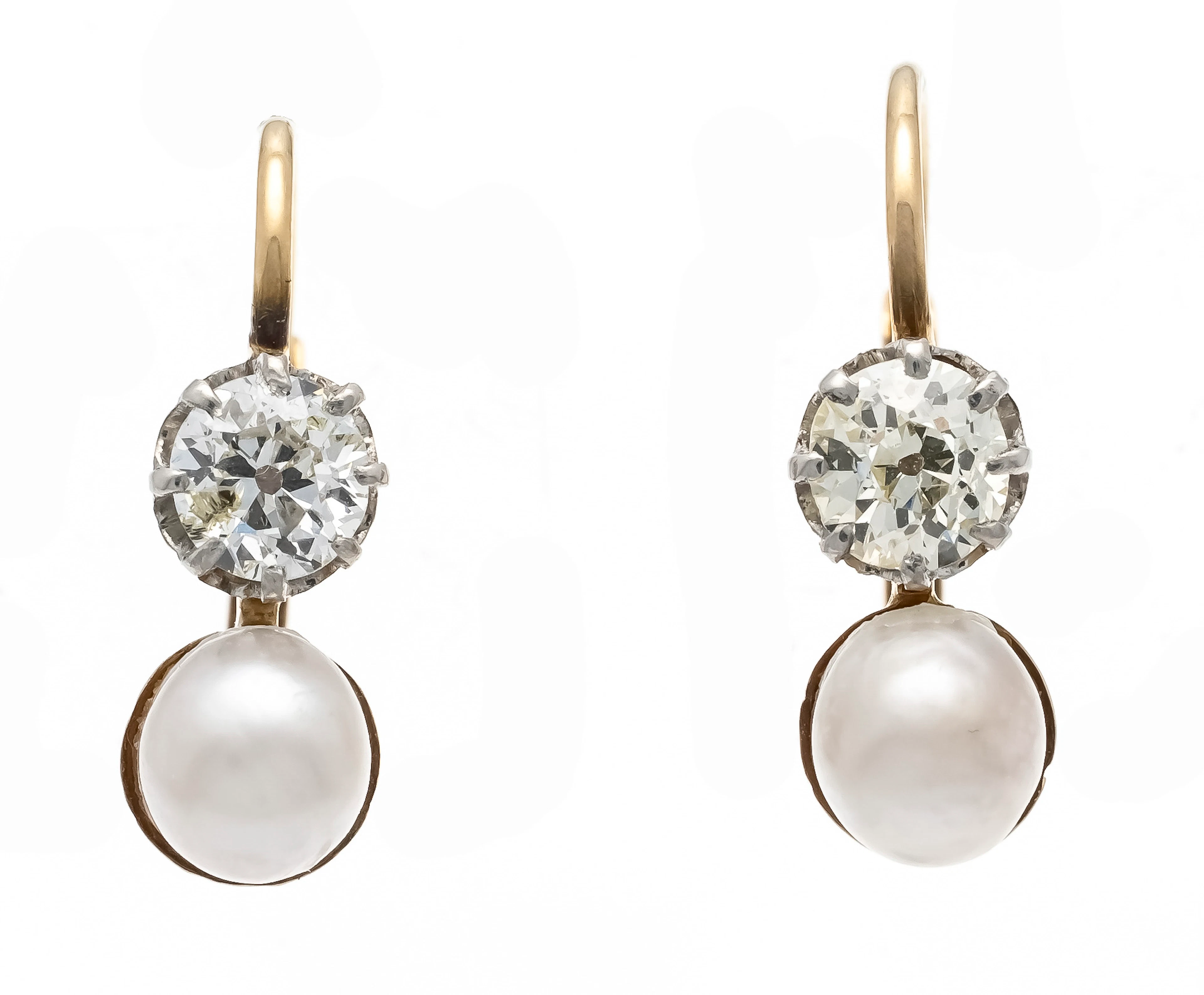 Perlen-Diamant-Ohrringe um 1900 GG
