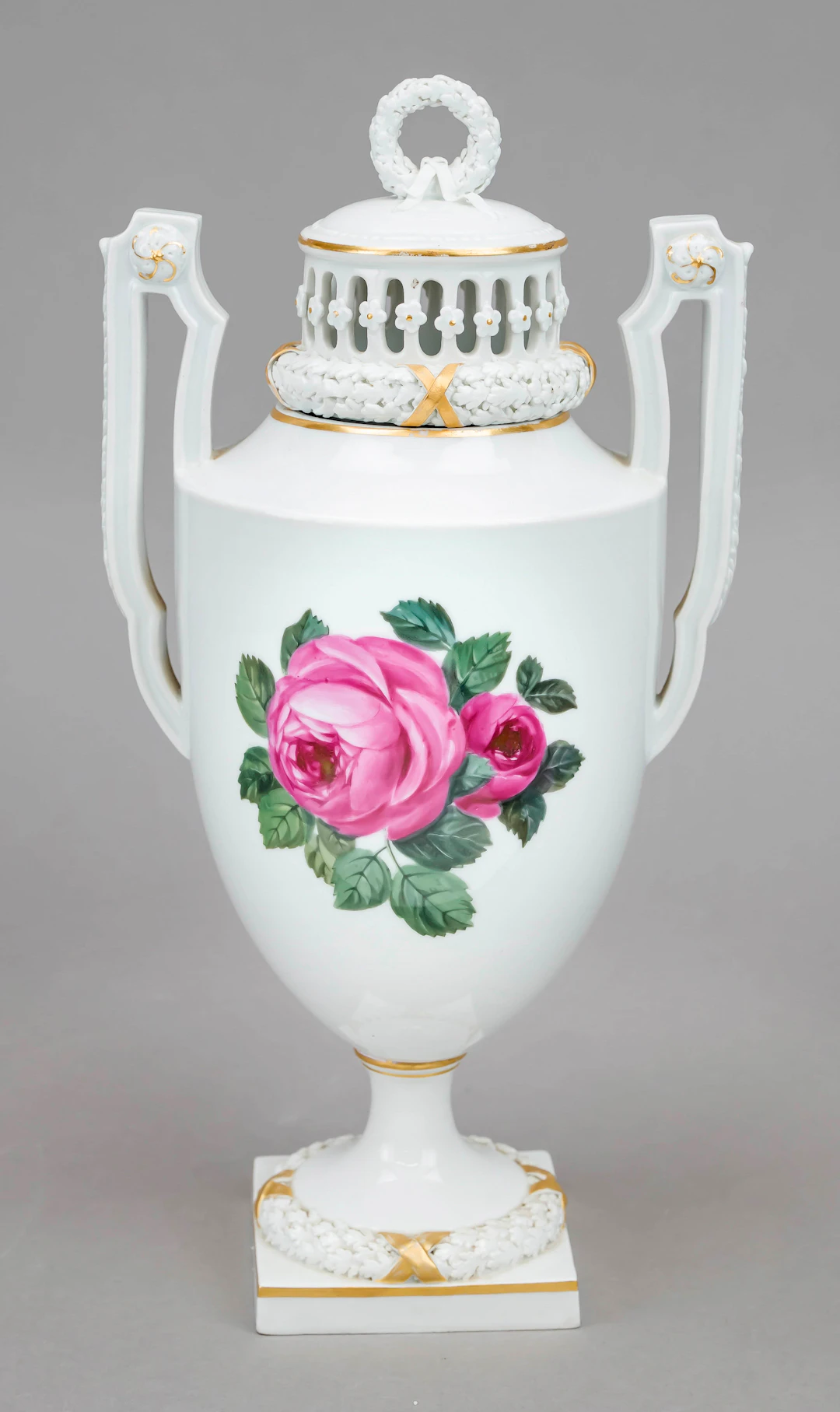 Potpourri-Henkelvase, Meissen, Kn