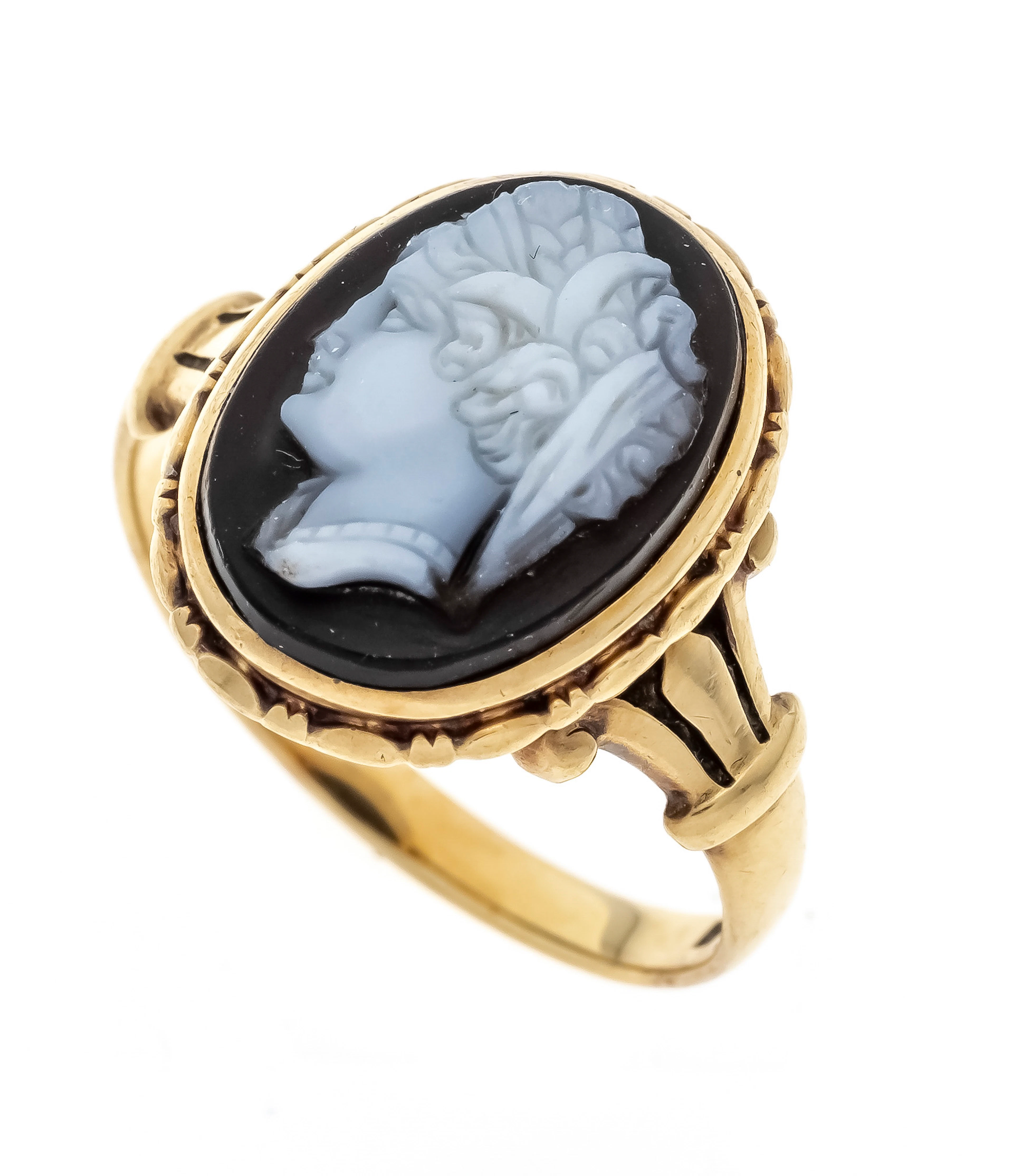 Achat-Kamée-Ring GG 585/000 mit e