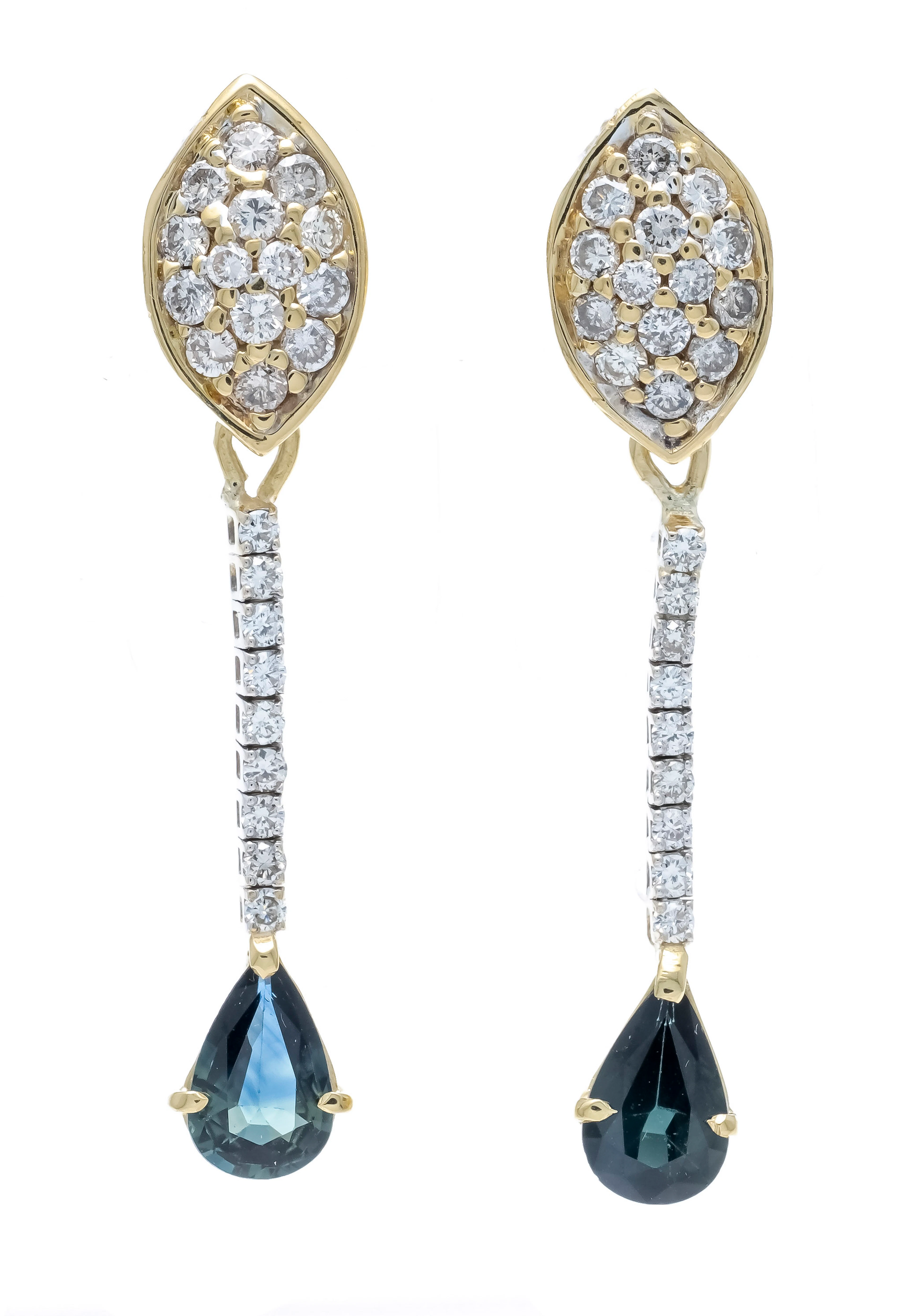 Saphir-Brillant Pendel-Ohrstecker