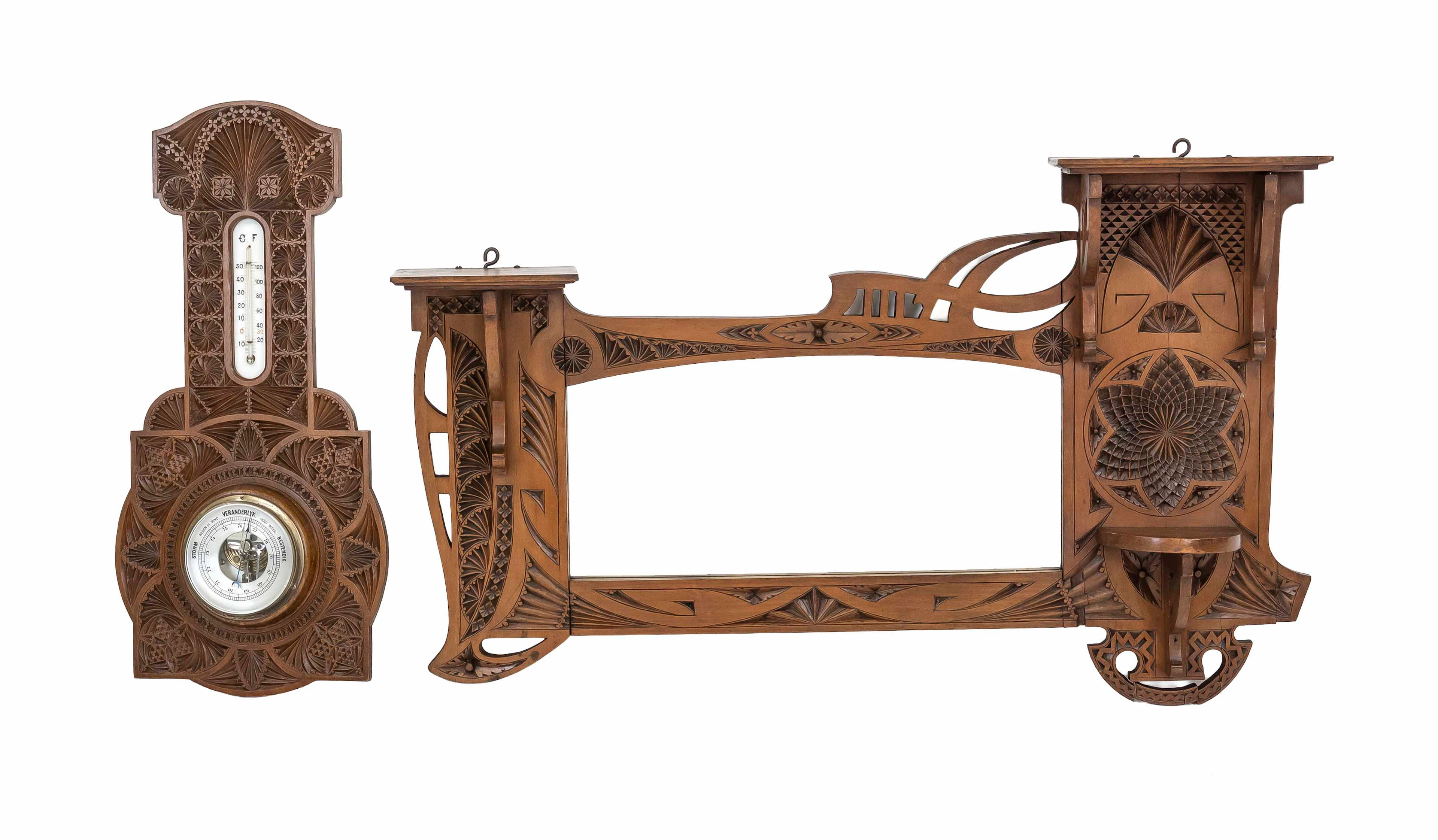 Wand-Regal-Spiegel und Barometer