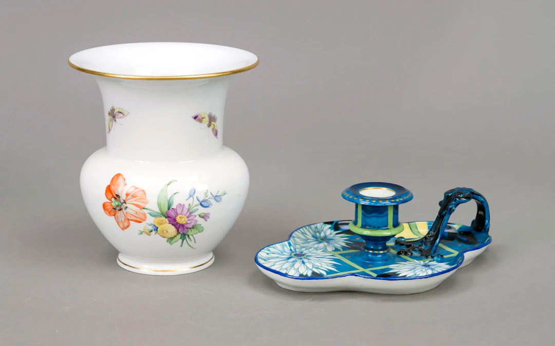 Konvolut von 2 Teilen, Vase, KPM