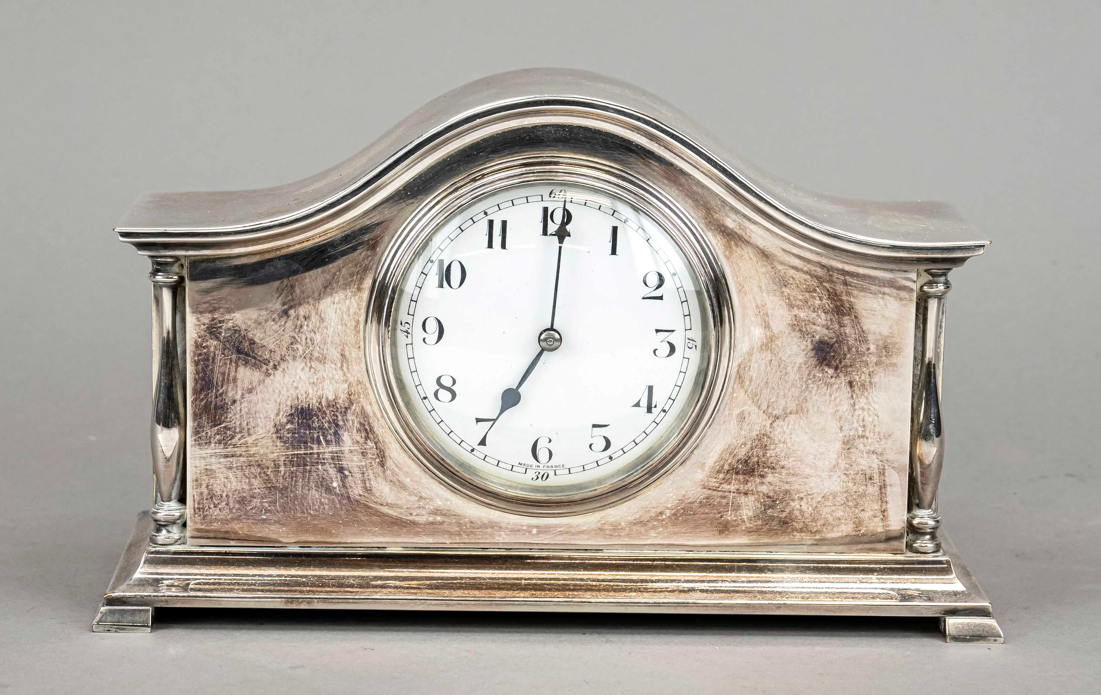 Tischuhr versilbert um 1890, gebo