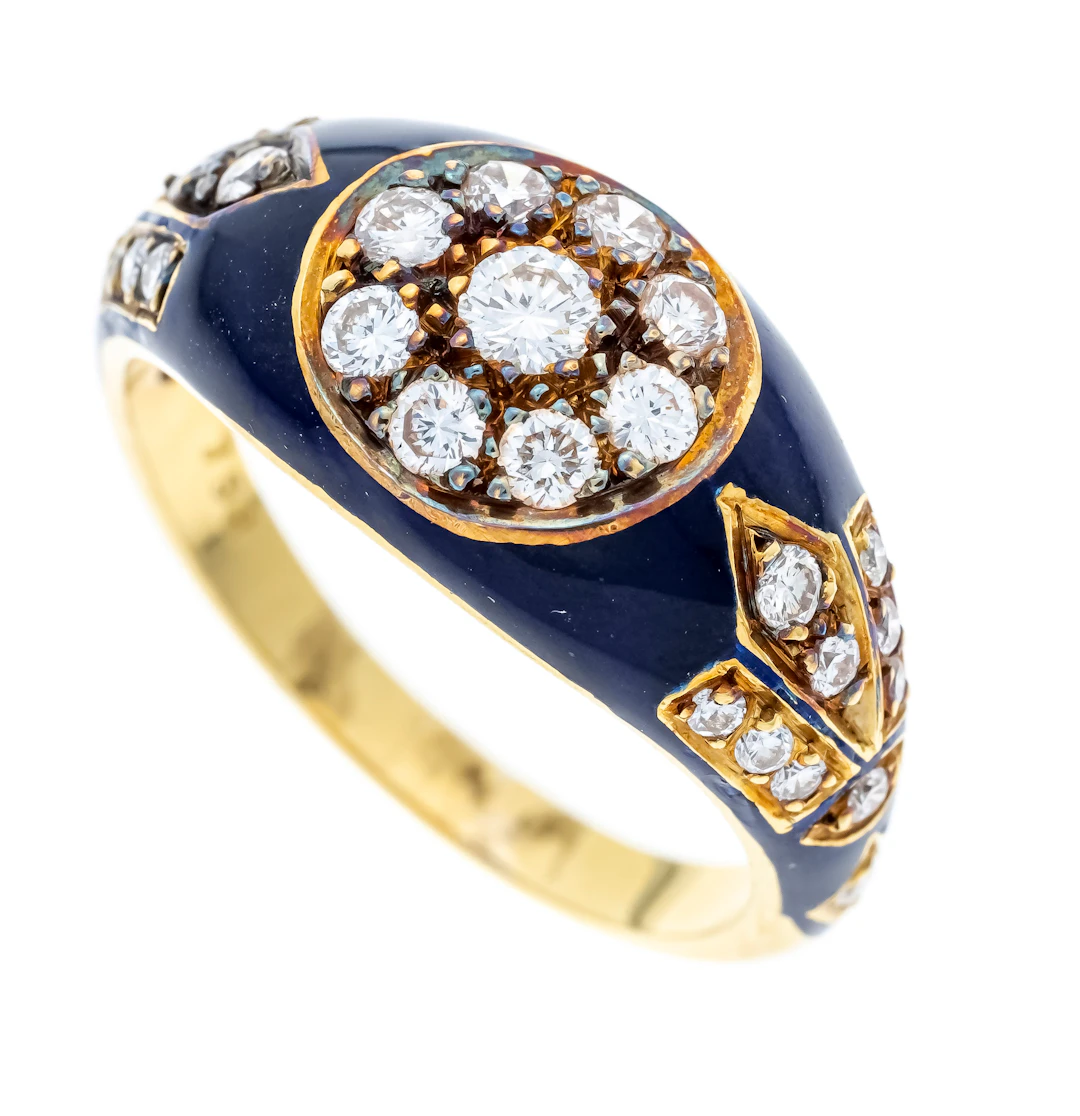Emaille-Brillant-Ring GG 750/000