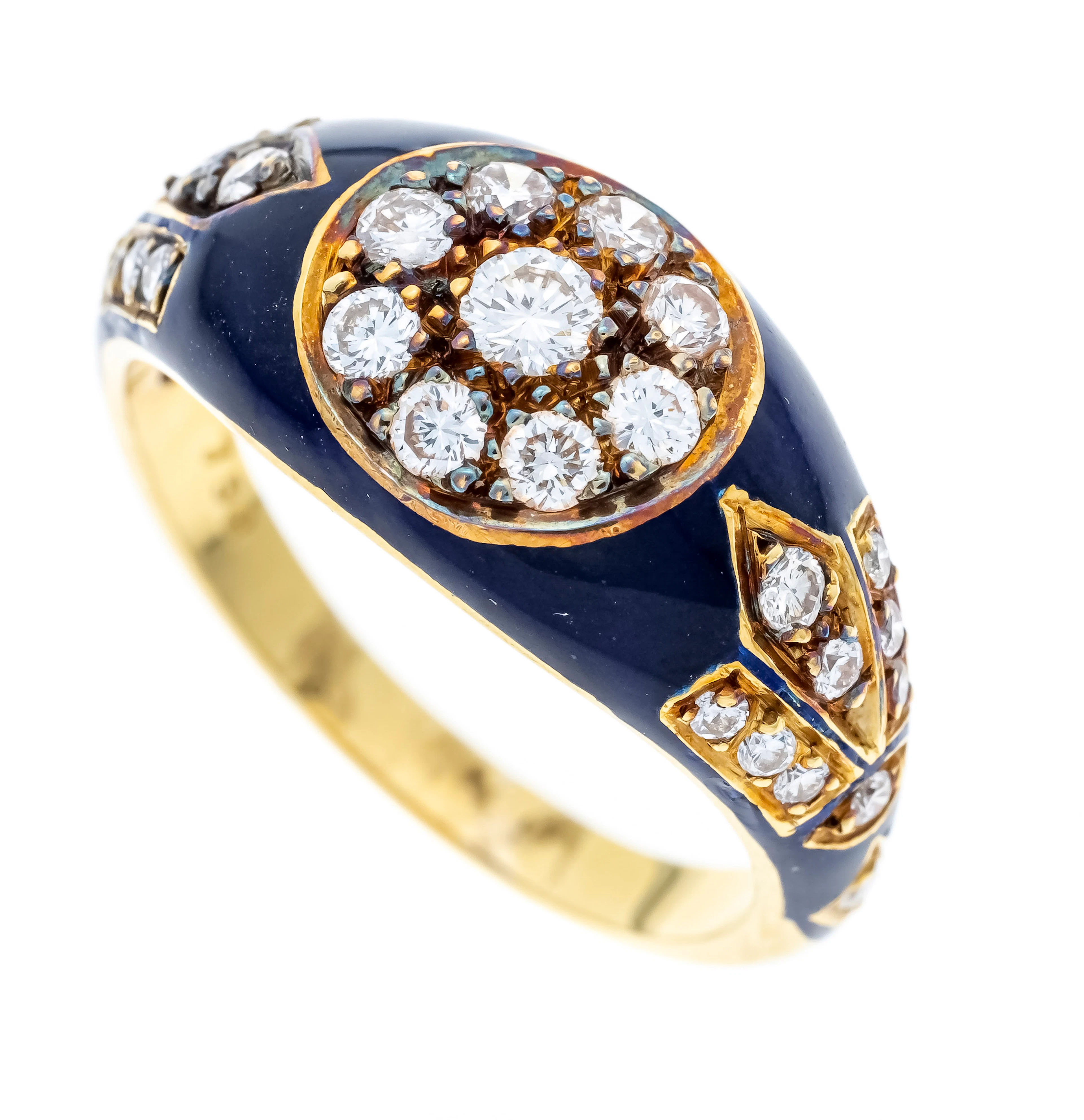 Emaille-Brillant-Ring GG 750/000