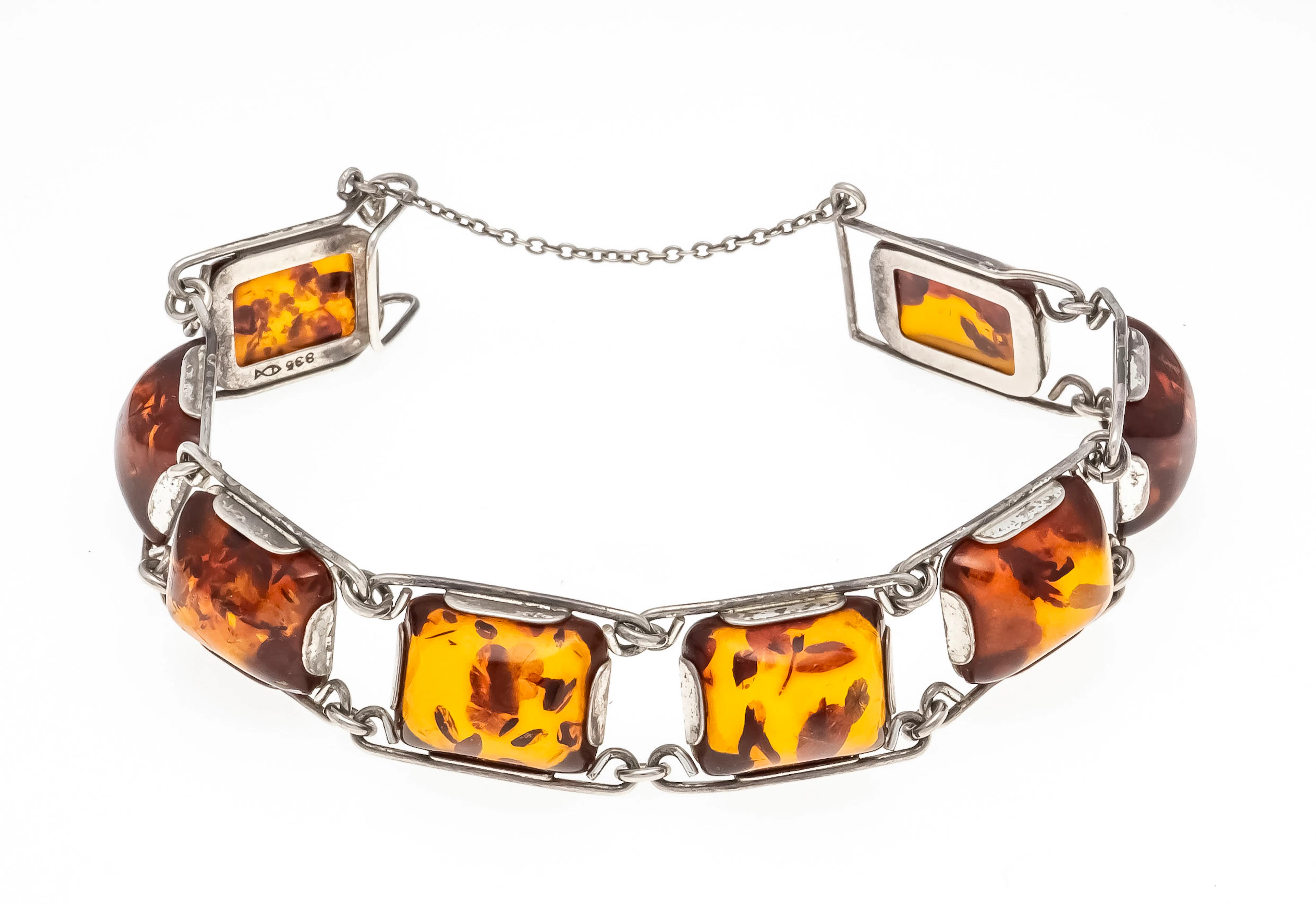 Fischland Bernstein-Armband Silber