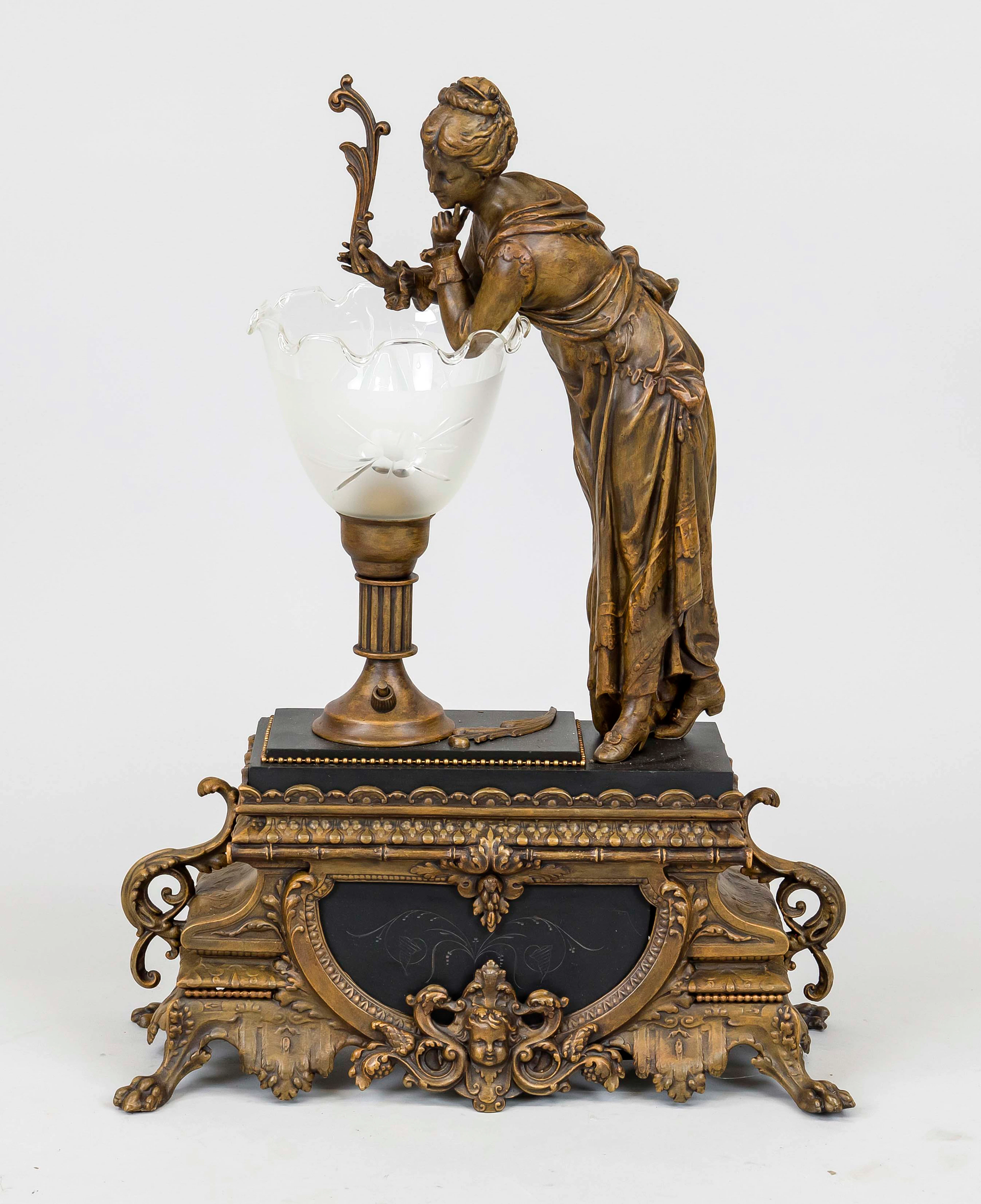 Figürliche Lampe, 20. Jh., bronzi