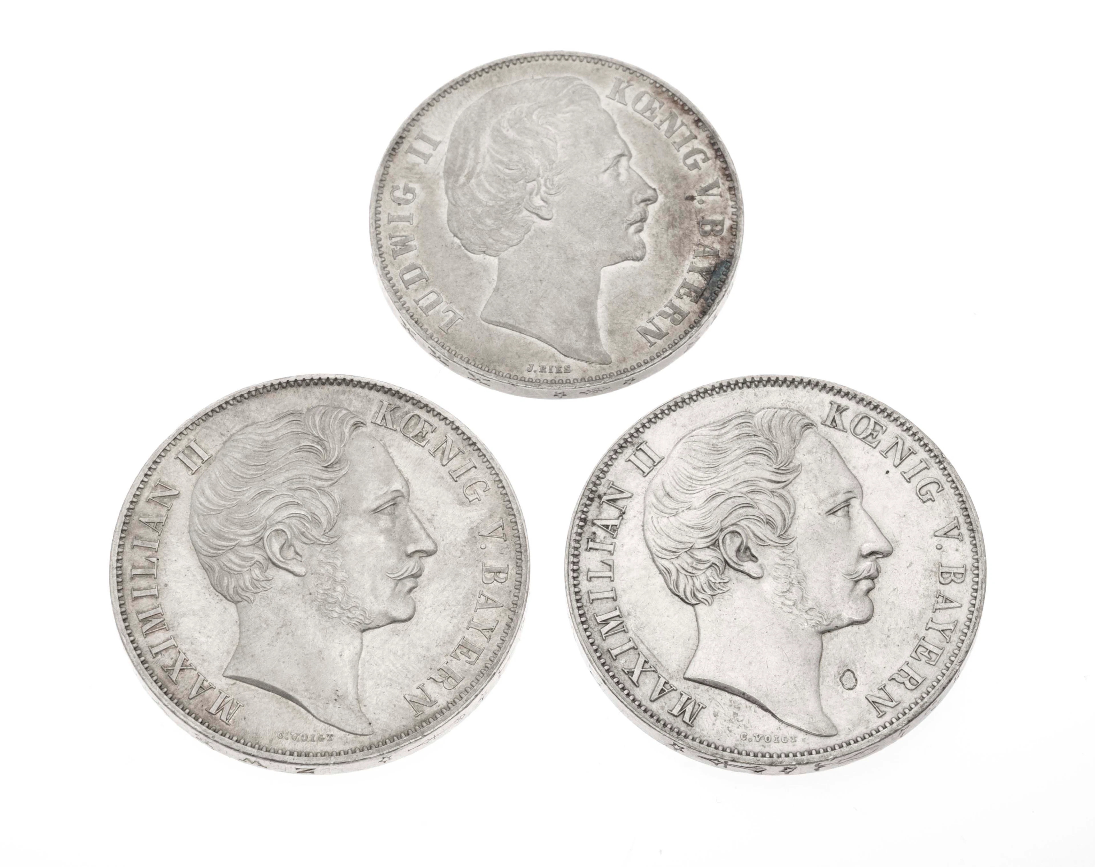 3 Silbermünzen, Bayern, 2 x Maxim