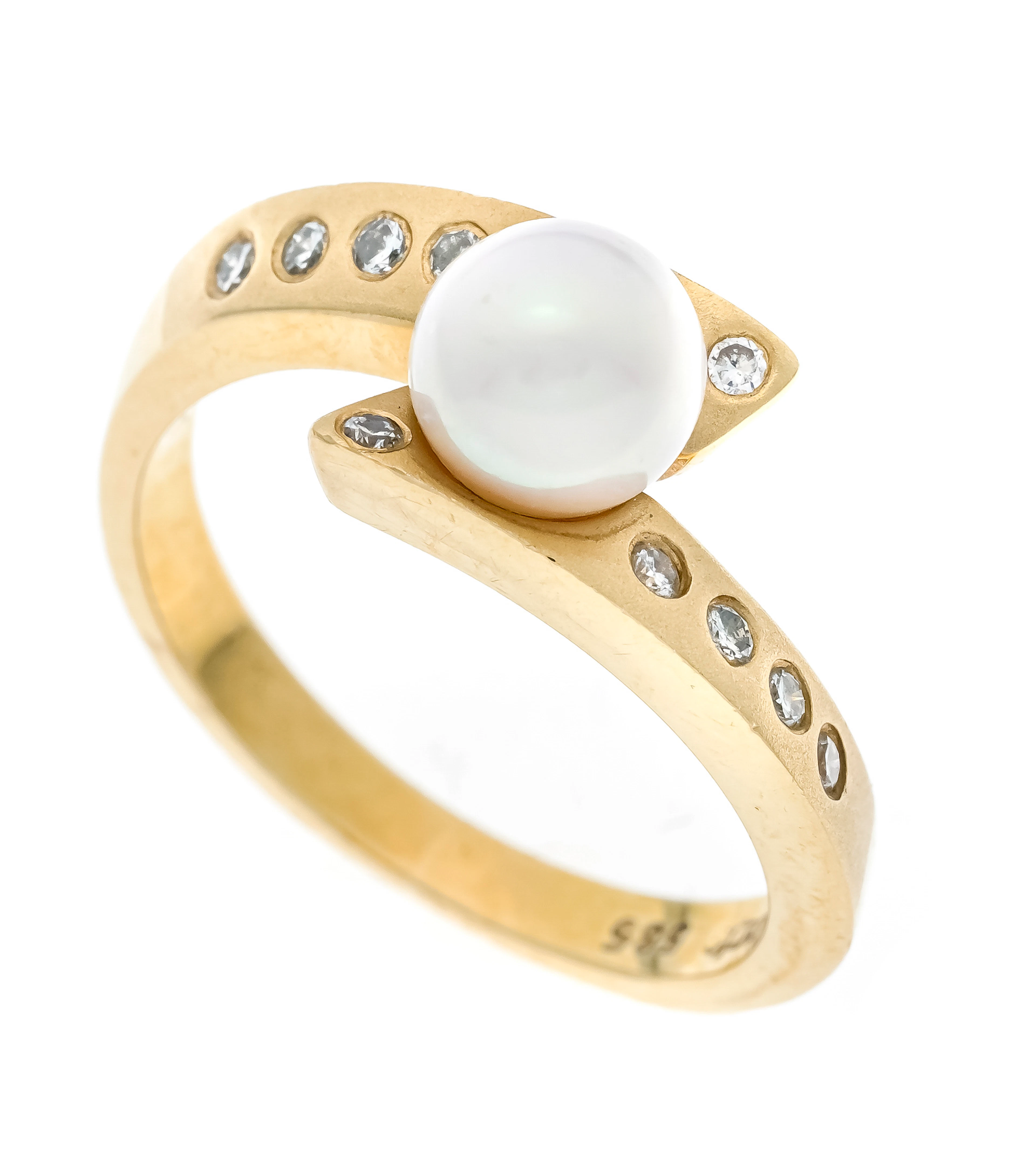 Akoyaperlen-Brillant-Ring GG 585/