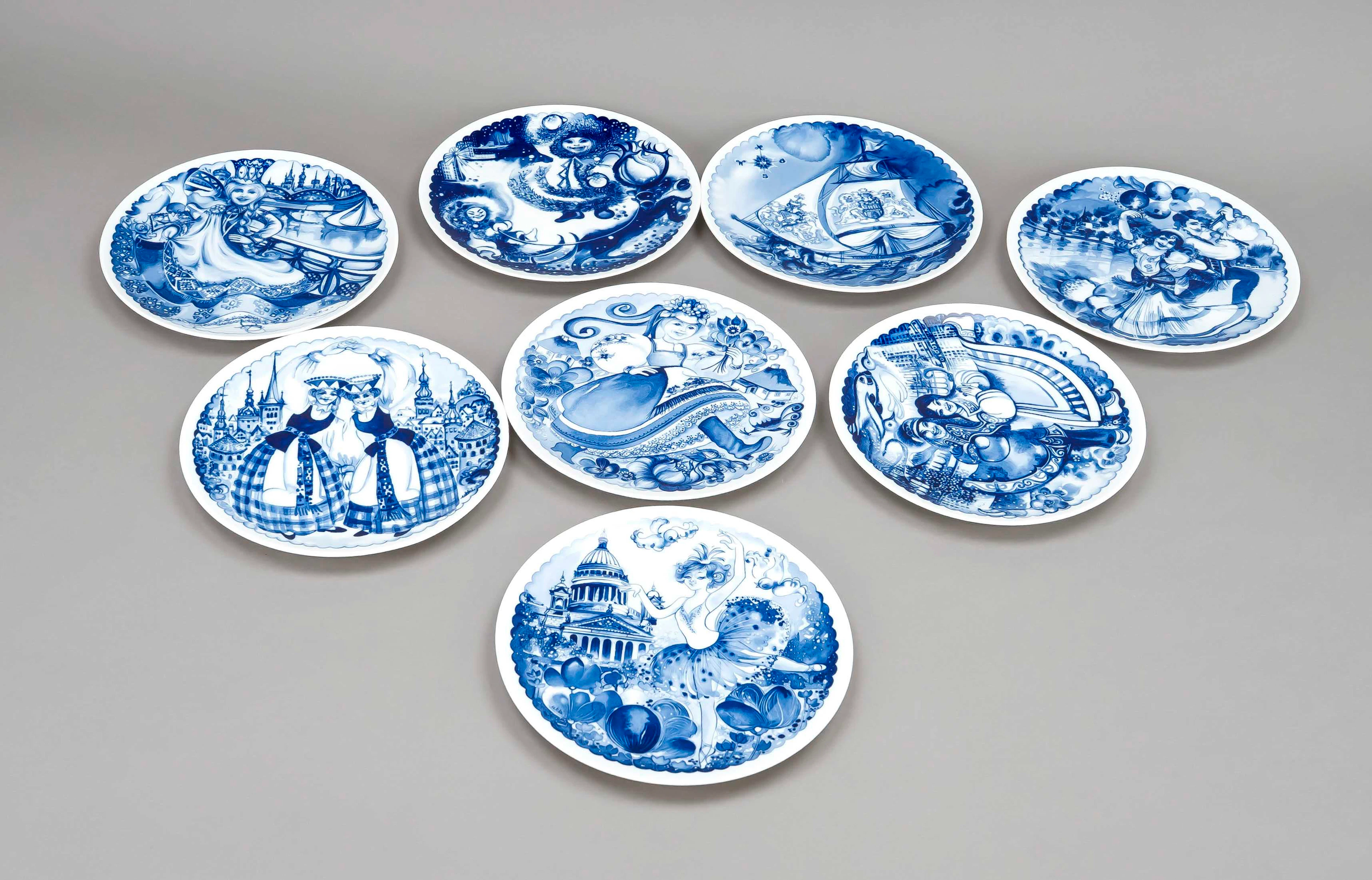 Acht Teller, Meissen, 1970er/80er