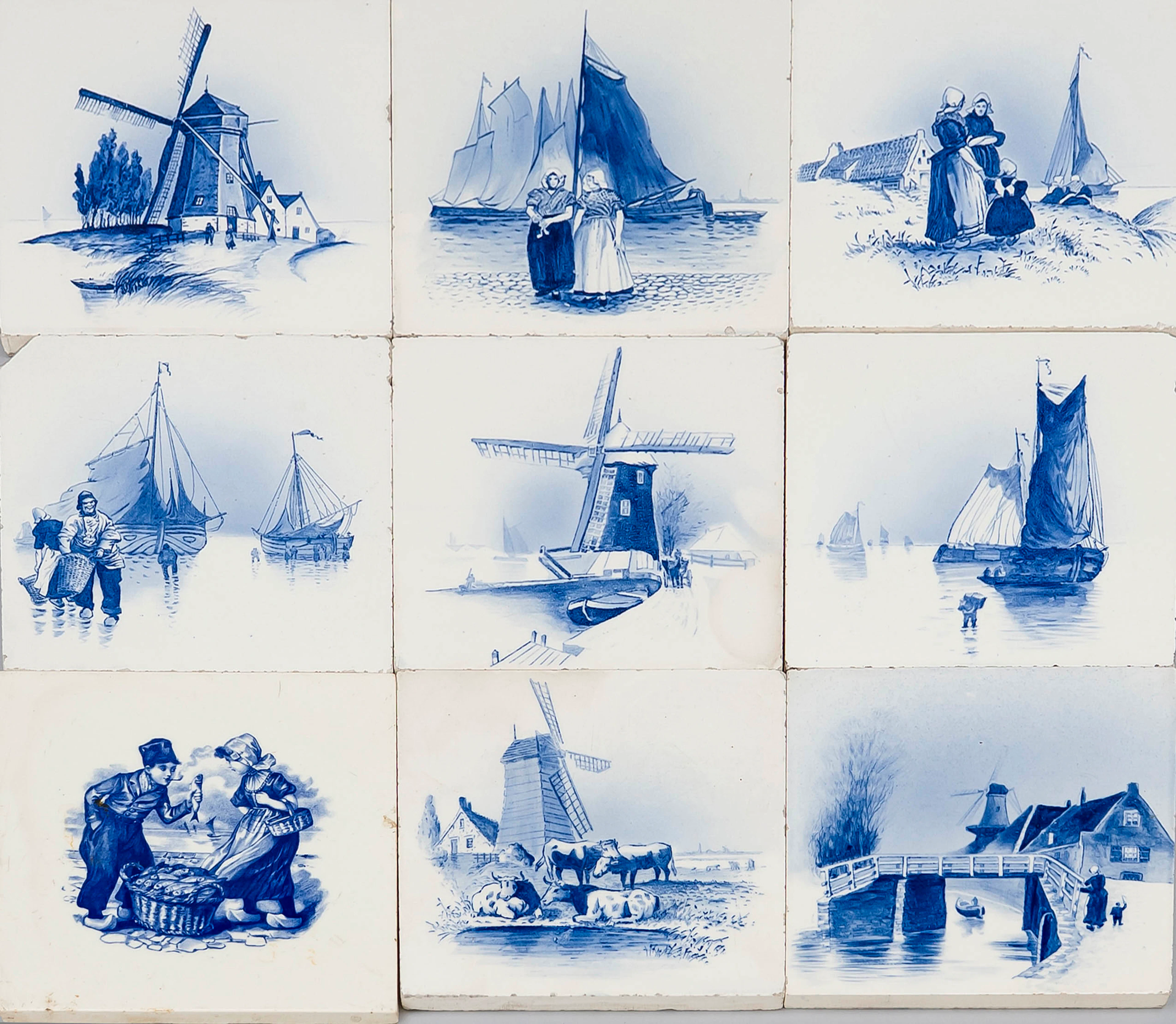 2 x 10 Kacheln, Holland 19./20. J