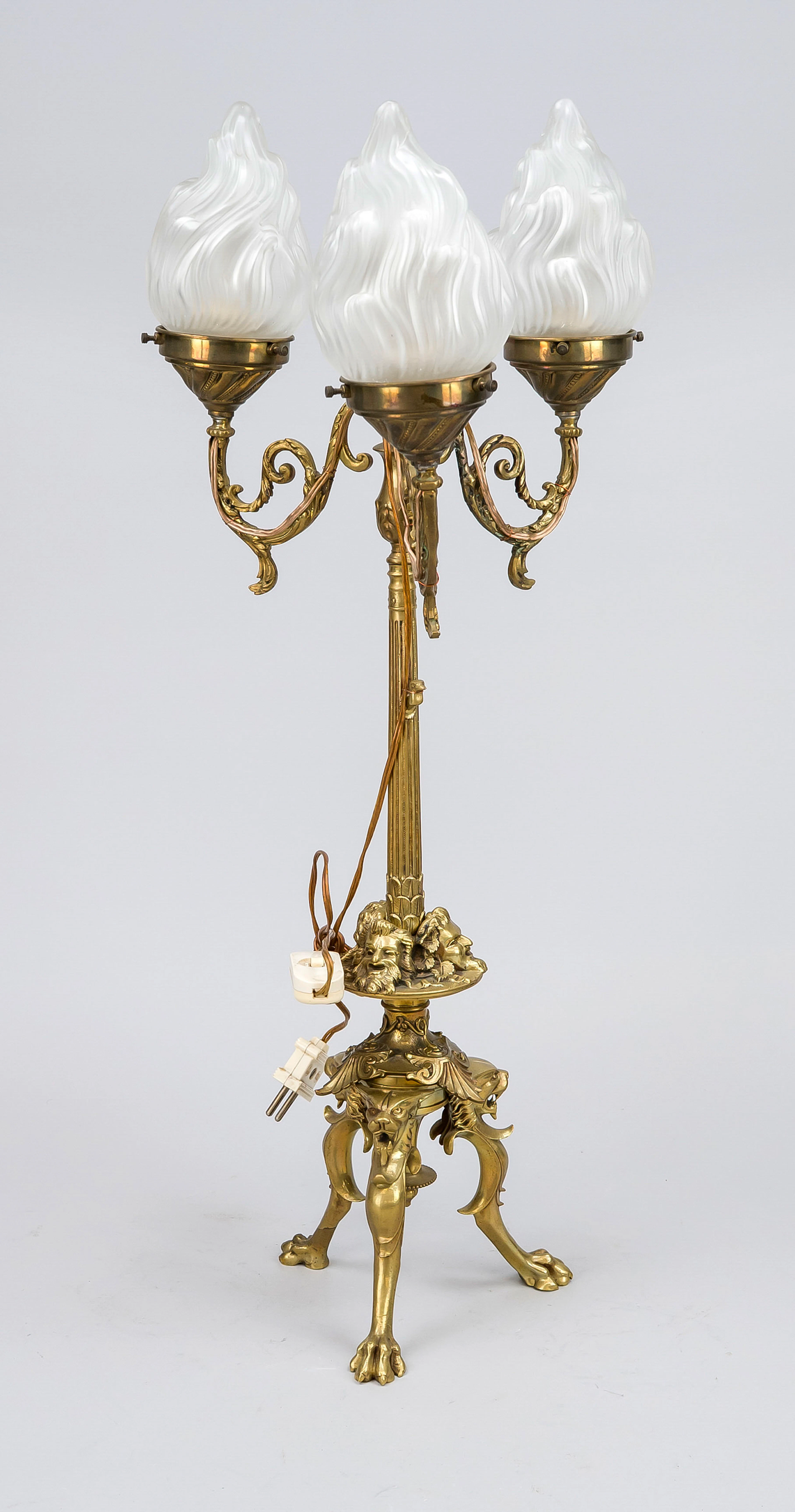Tischlampe, 19. Jh, Messing mit s