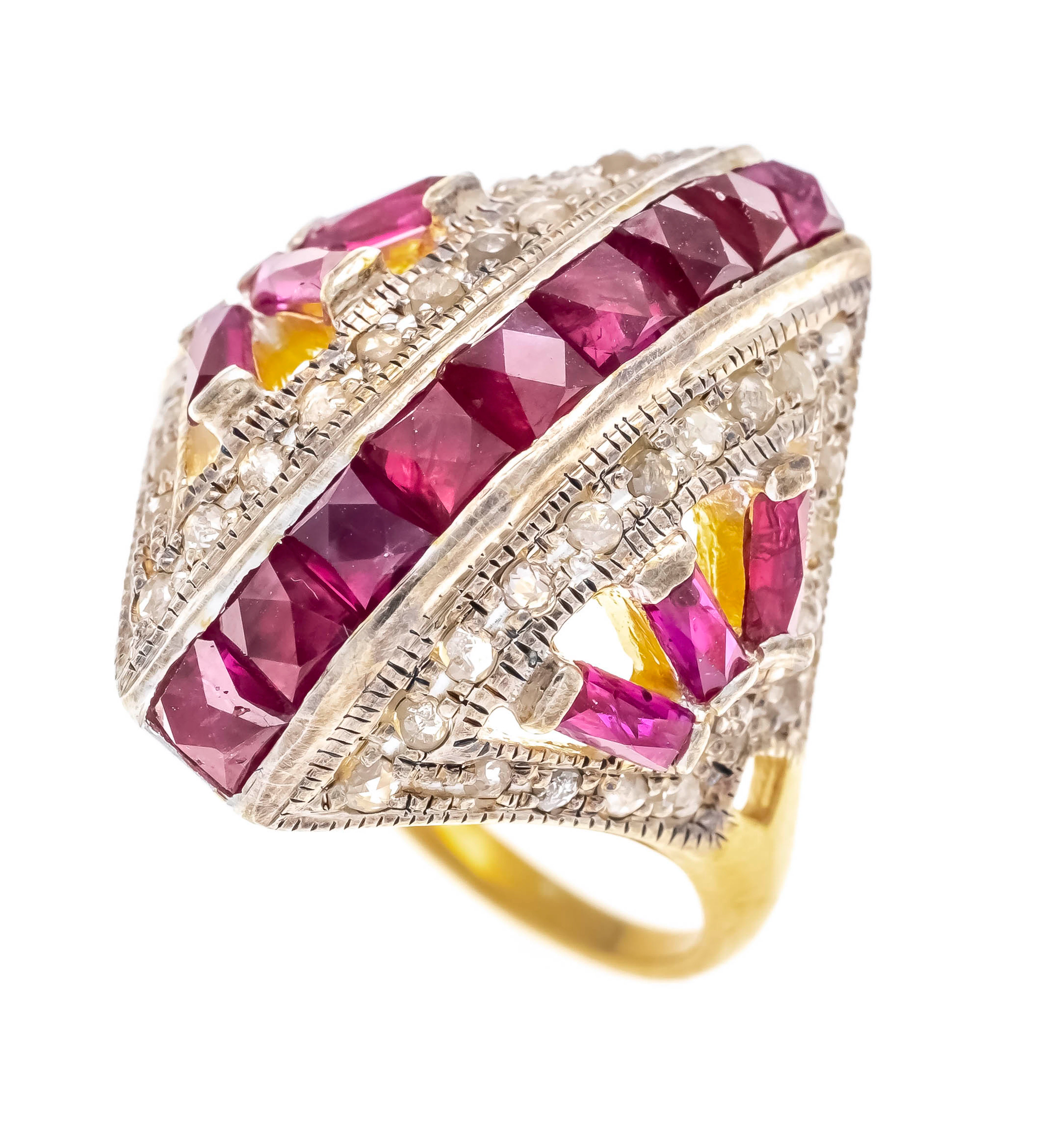 Rubin-Diamant-Ring Silber 925/000